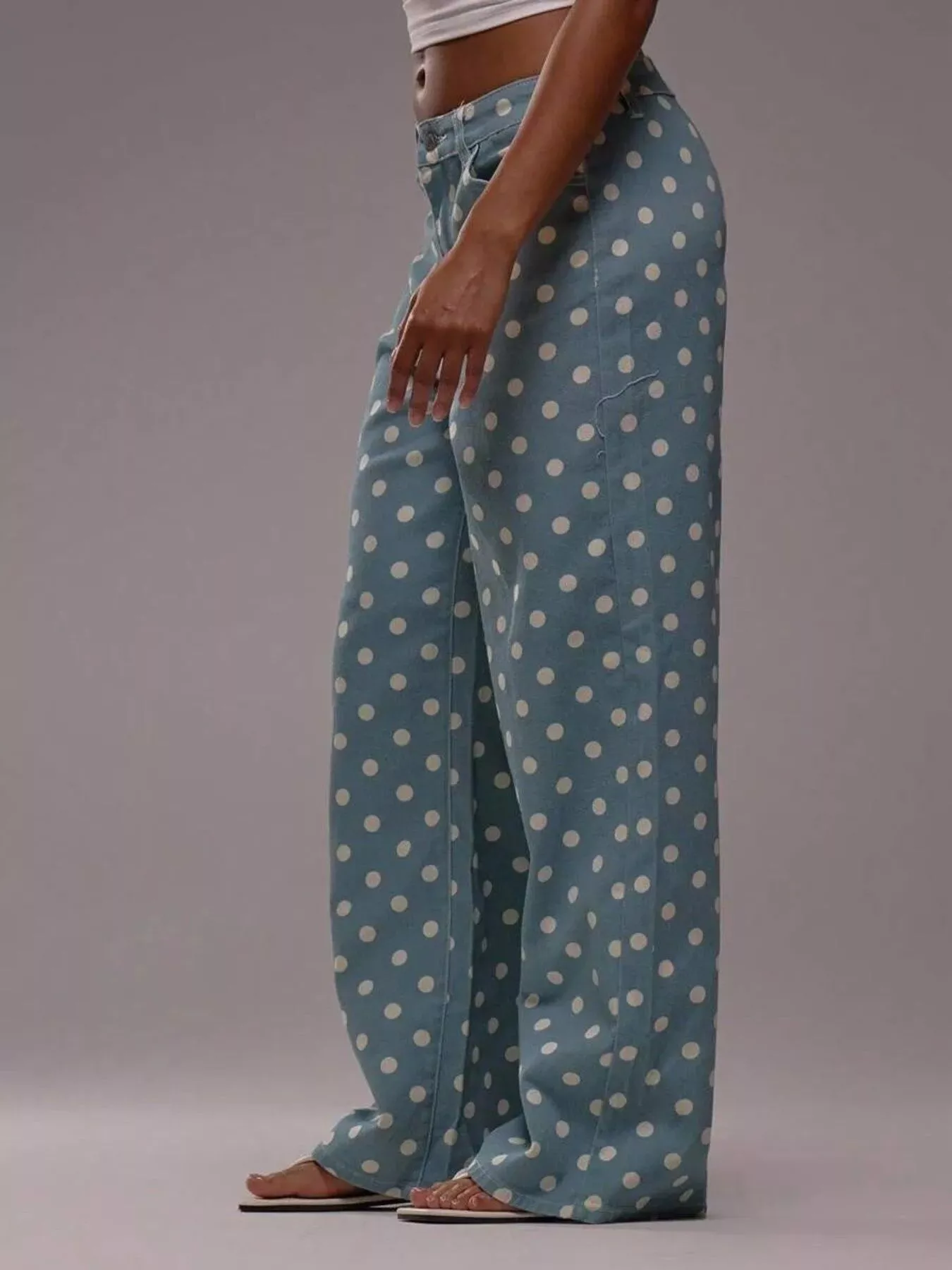 Polka Dot Wide Leg Jeans - Image 2