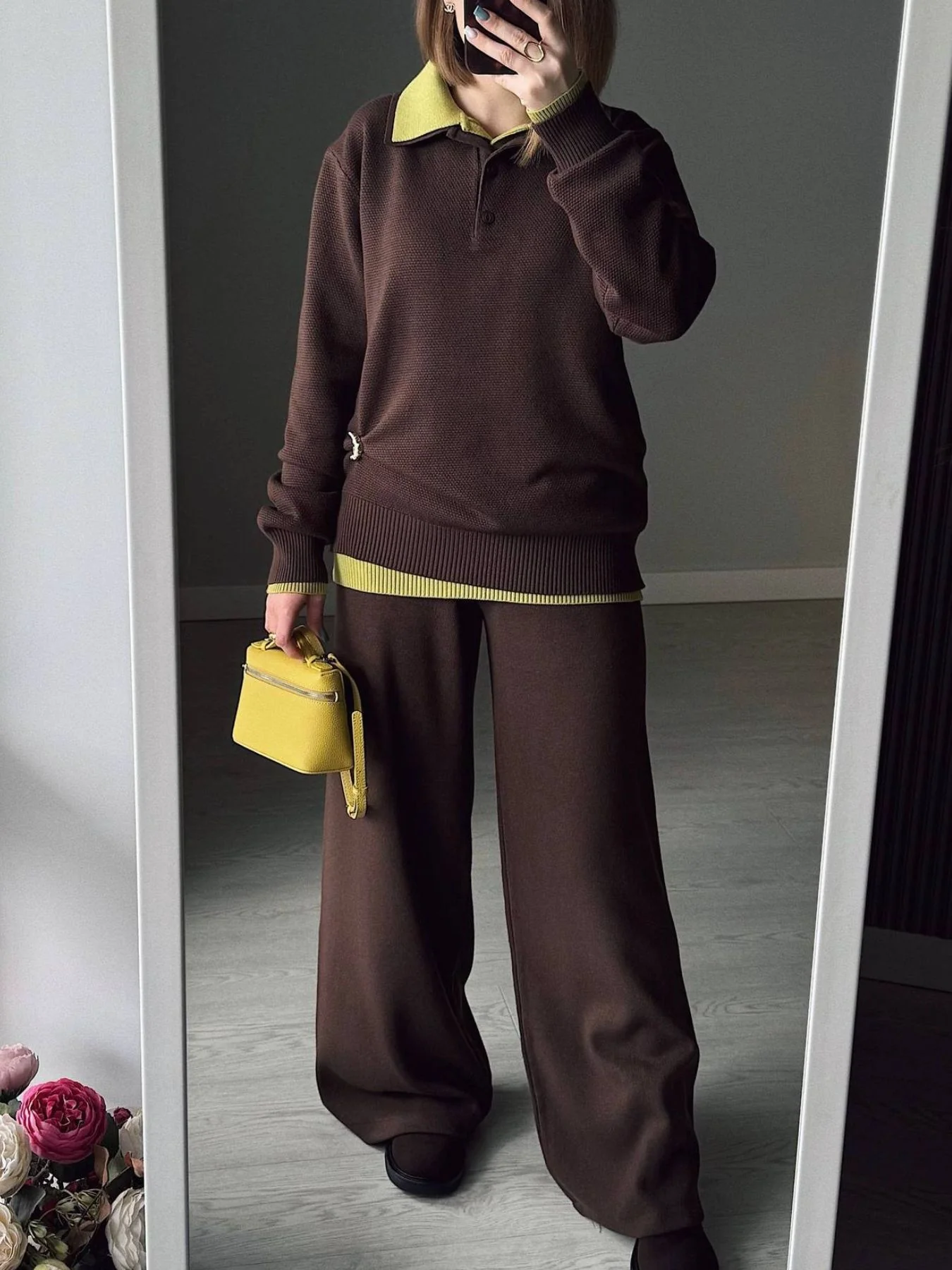 Polo Collar Top and Pants or Skirt Knit Set - Image 6