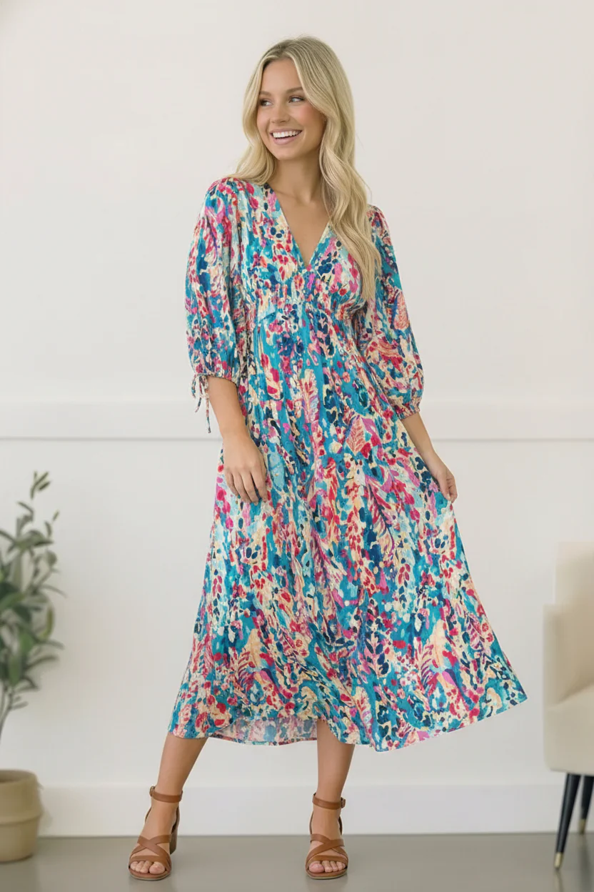Pop of Paradise Turquoise Dress - Image 2