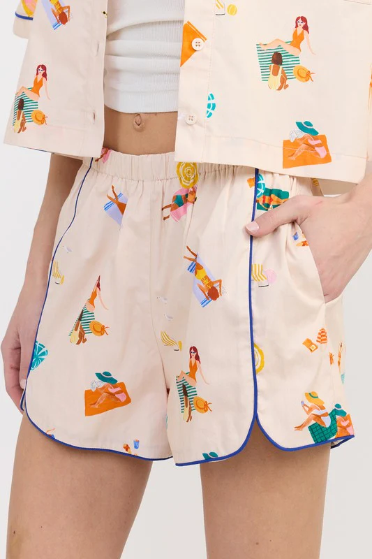 POPLIN SHORTS WITH PEPING DETAIL - Image 2