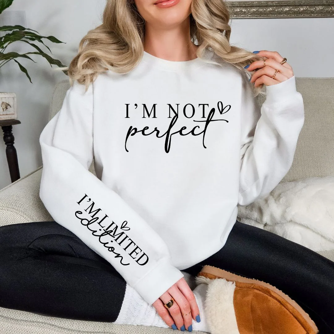 I'm Not Perfect Graphic Sweatshirt in Three Colors - Image 2