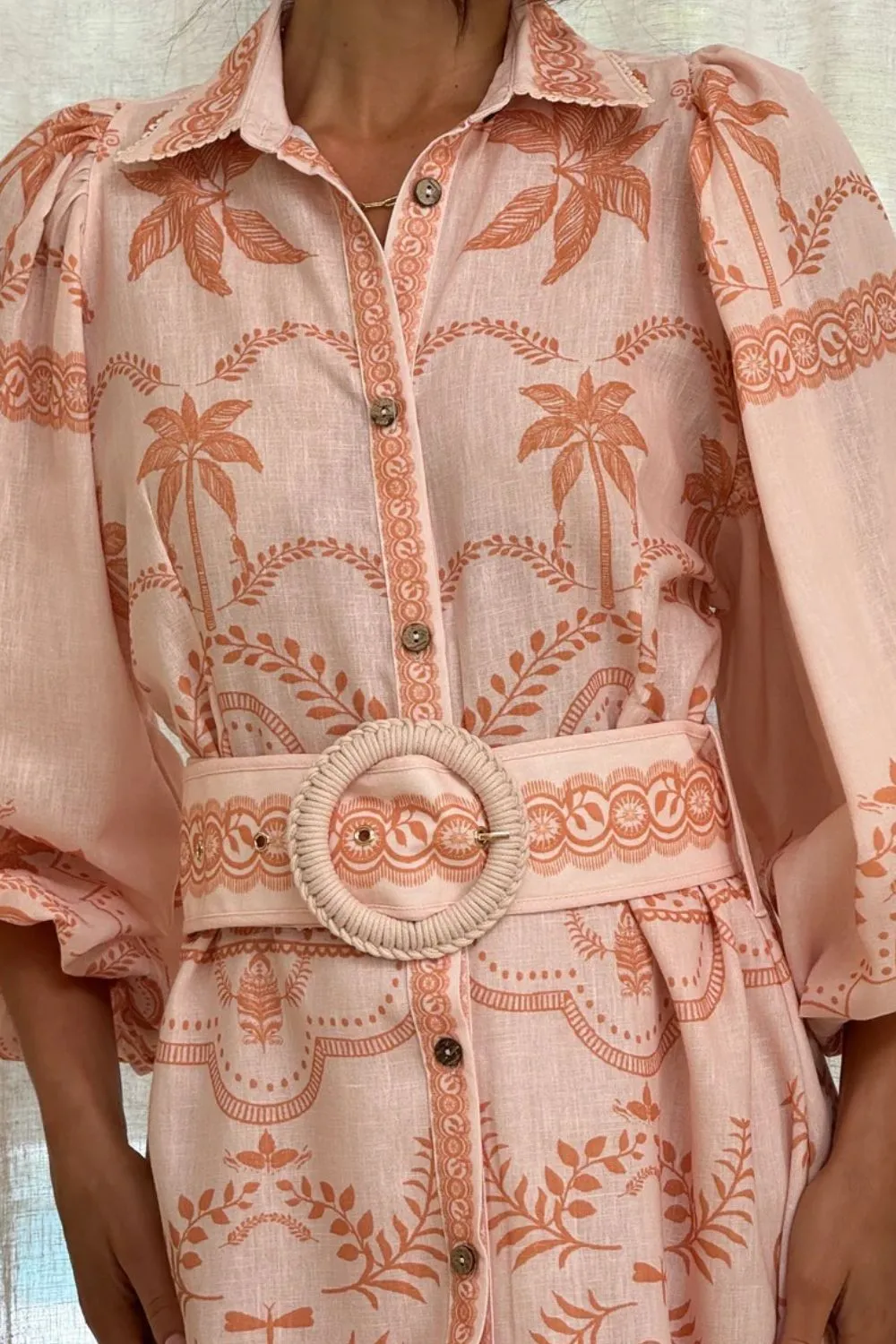 Printed Balloon Sleeve Maxi Shirt Dress - Image 2