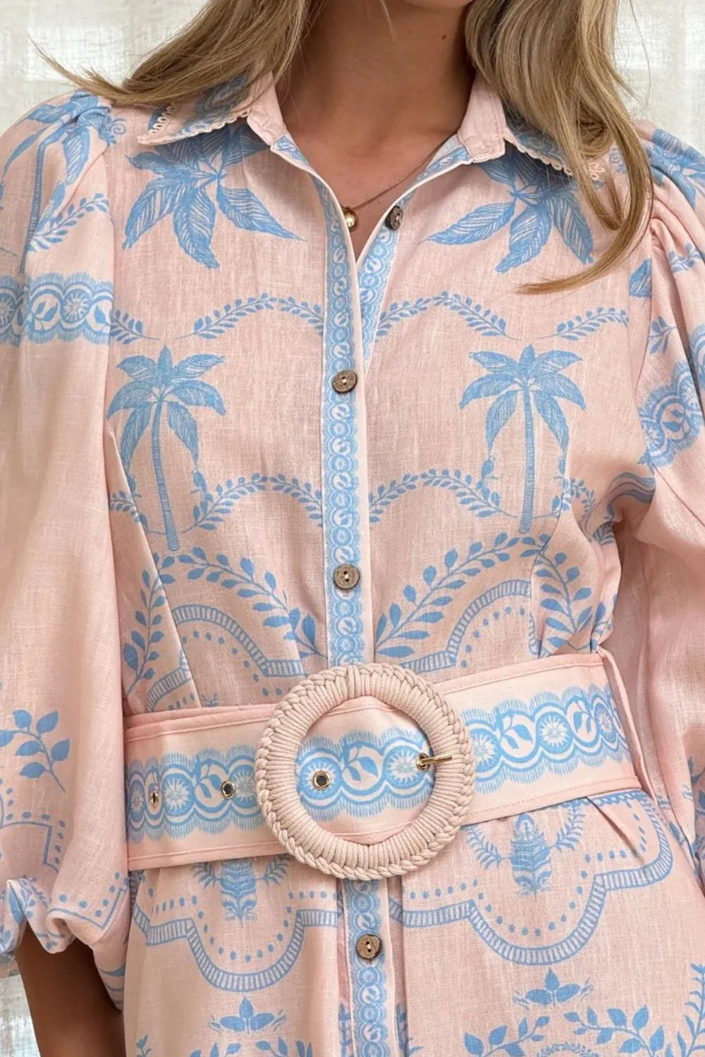 Printed Balloon Sleeve Maxi Shirt Dress - Image 7