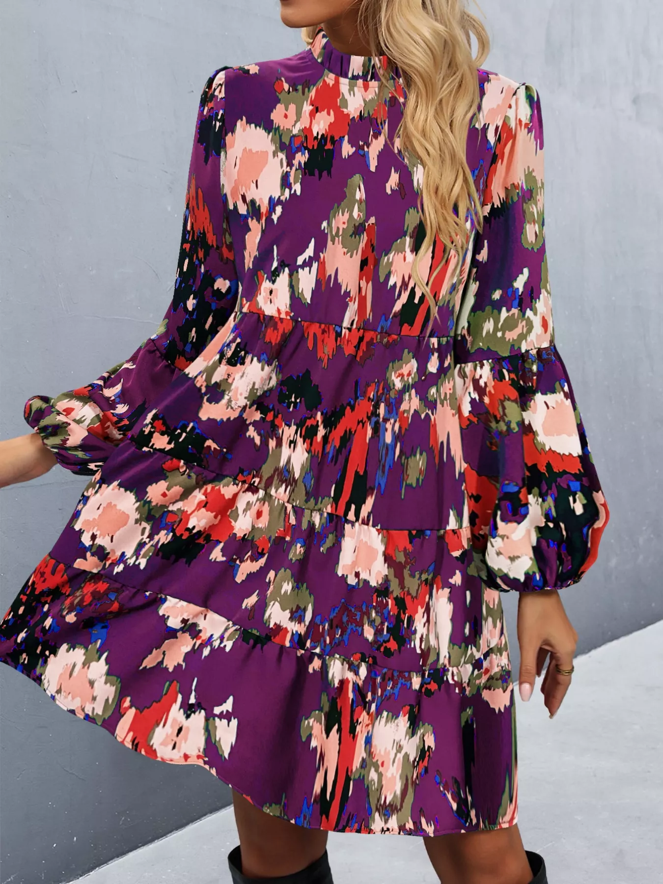 Printed Balloon Sleeve Mini Dress - Image 16