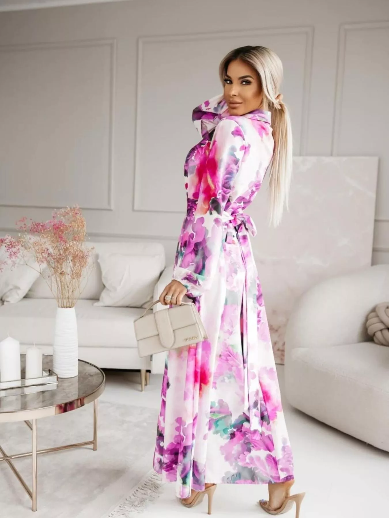 Printed Button Front Maxi Shirt Dress - Image 26