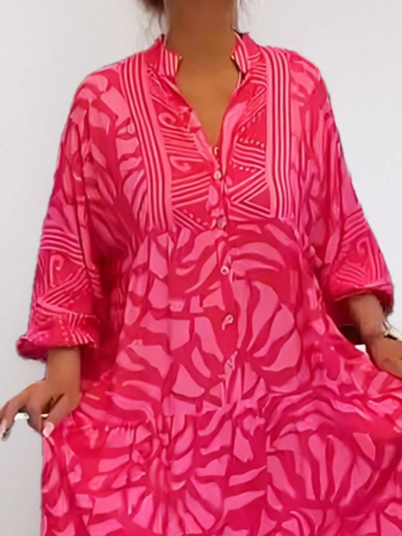 Printed Button Front Midi Dress - Image 2