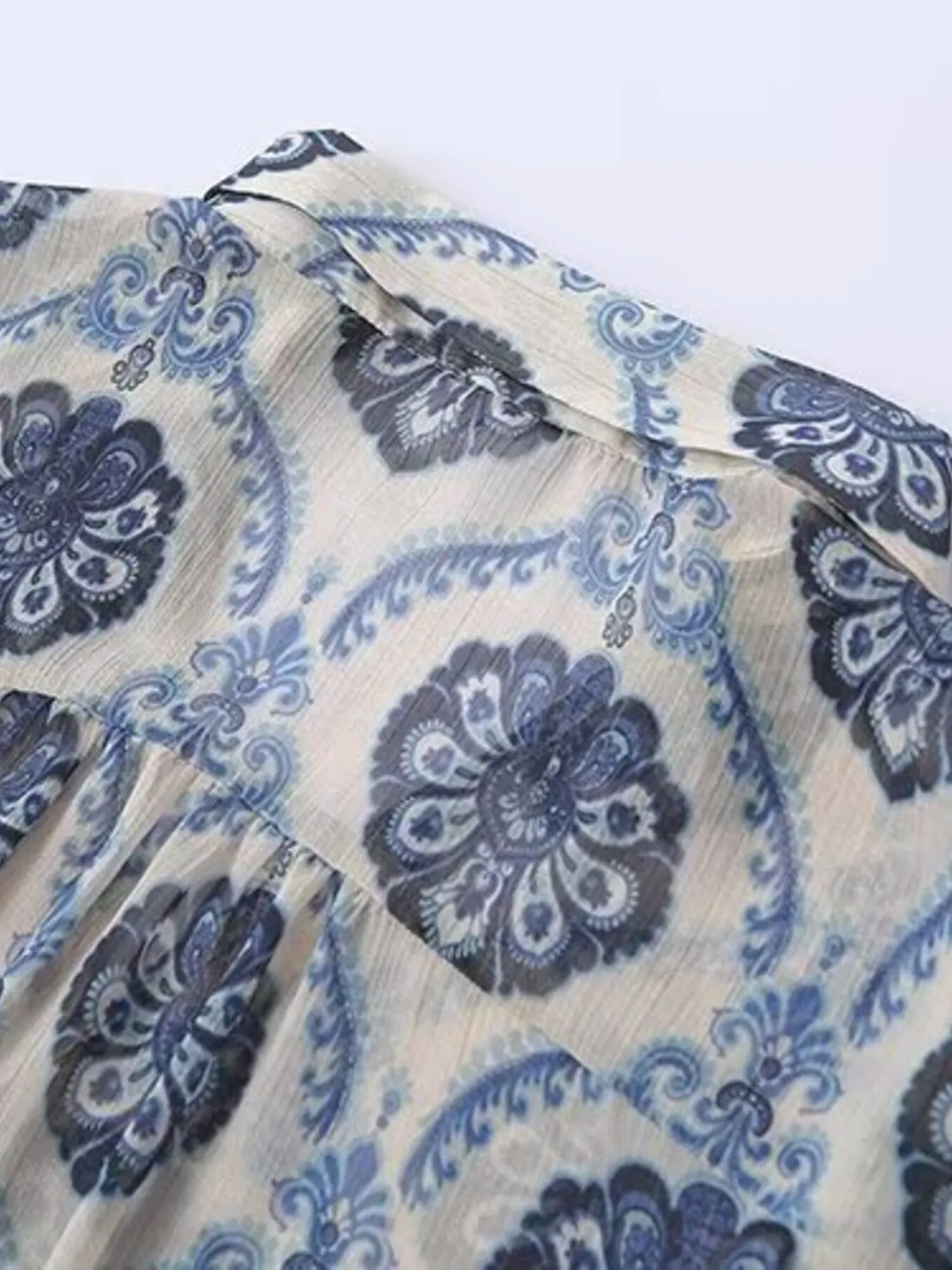 Printed Button Up Long Sleeve Dress - Image 3