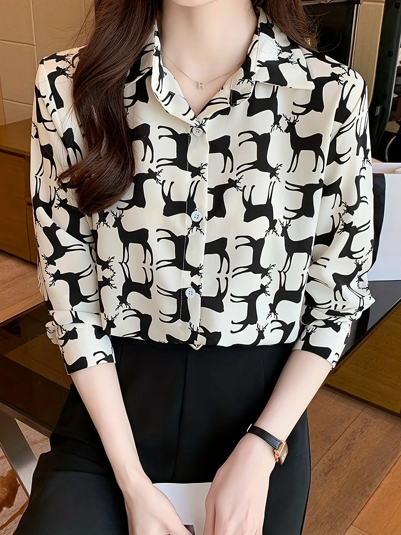 Printed Button-Up Long Sleeve Shirt - Image 2