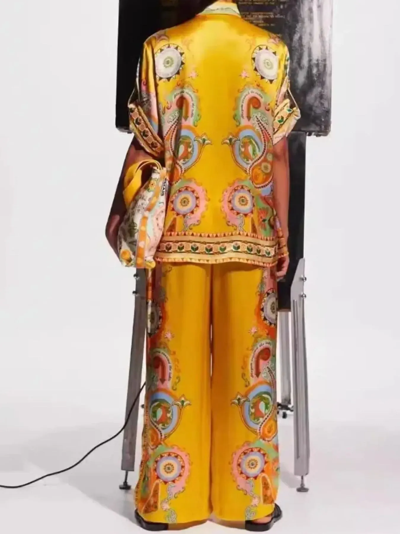 Printed Button Up Shirt and Pants Set - Image 4