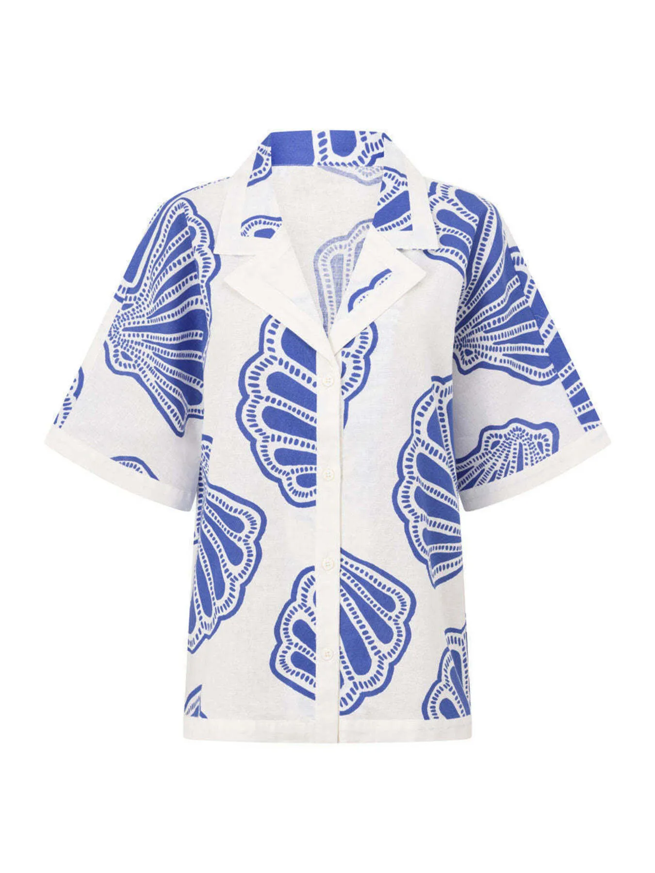 Printed Button Up Shirt and Shorts Set - Image 5
