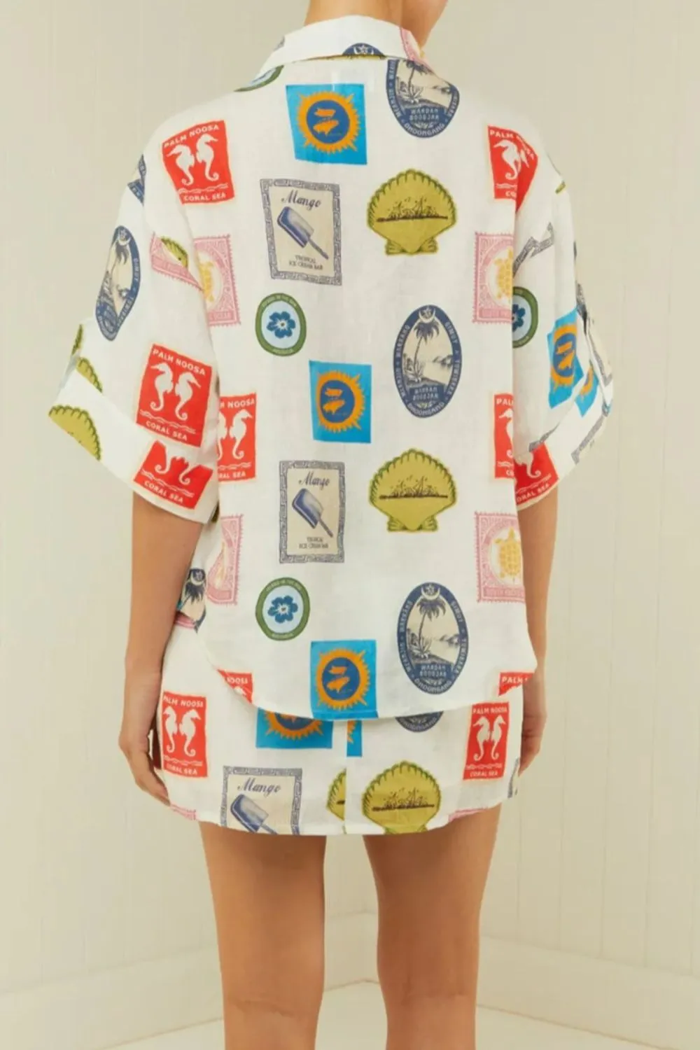 Printed Button Up Shirt and Skirt Set - Image 6