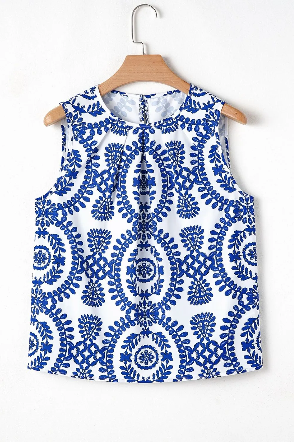 Printed Crew Neck Sleeveless Top - Image 9