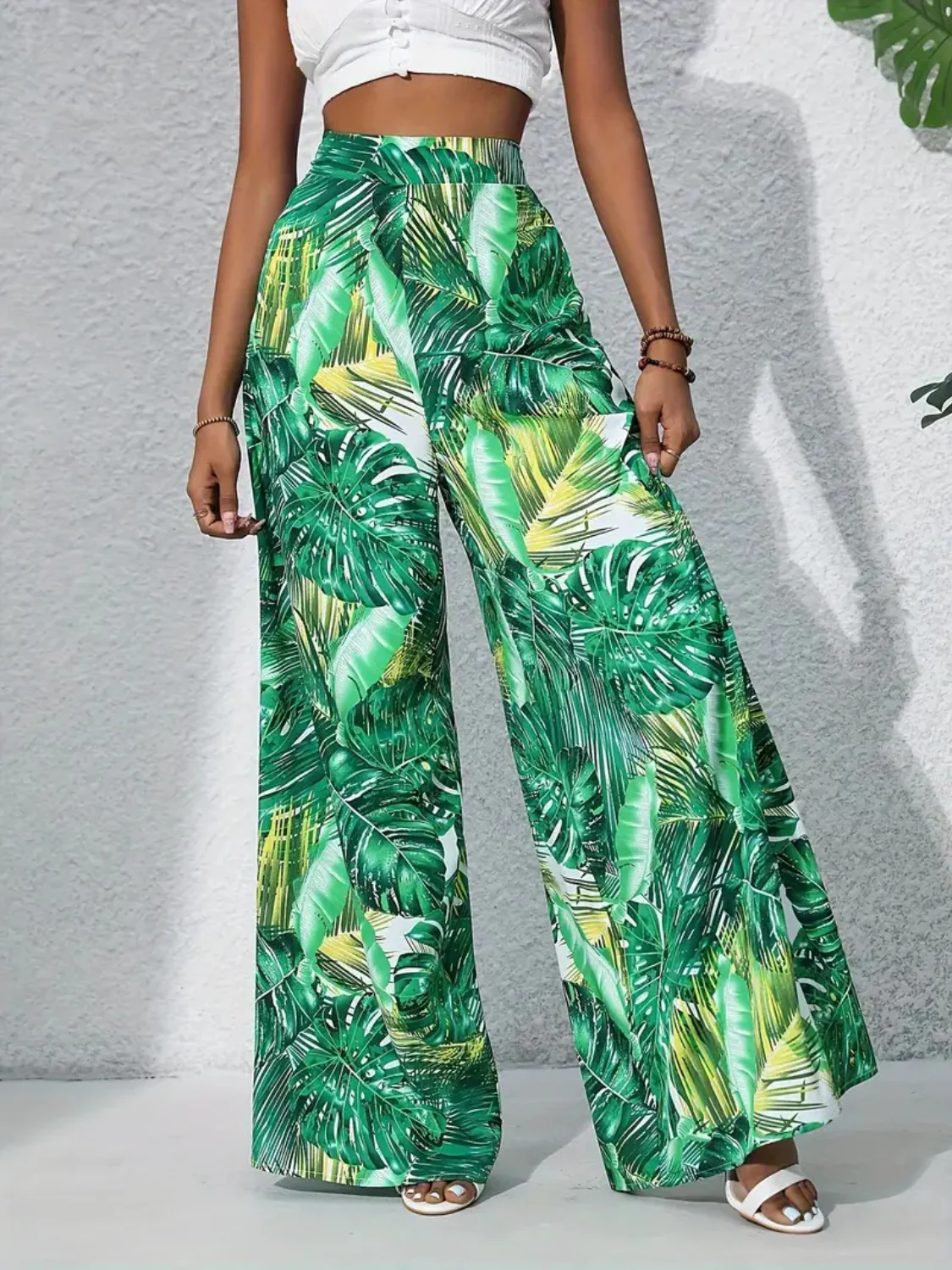 Printed High Waist Wide Leg Pants - Image 3