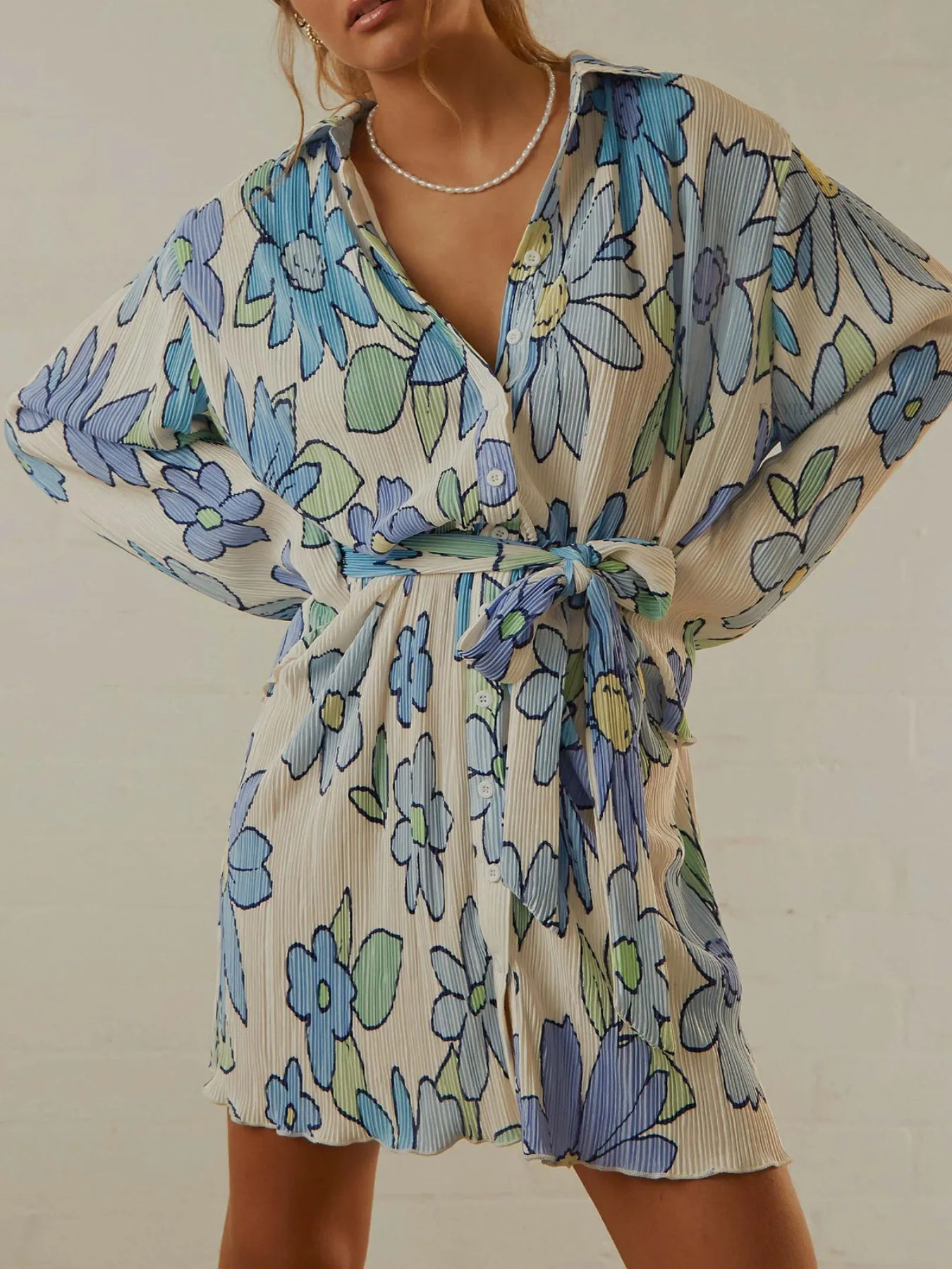 Printed Long Sleeve Mini Dress - Image 16