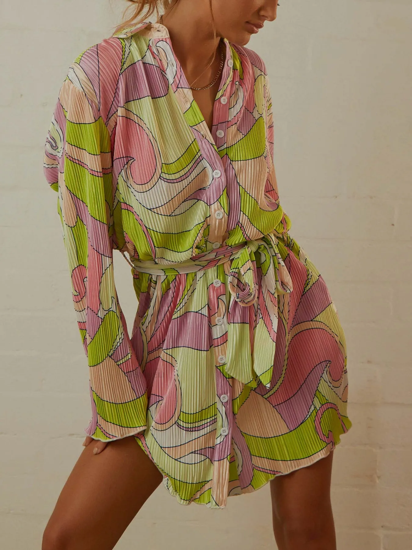 Printed Long Sleeve Mini Dress - Image 8