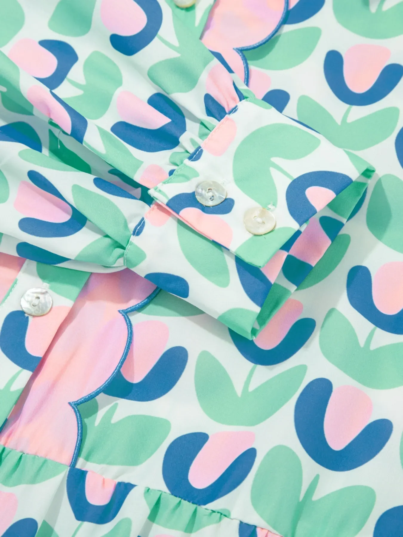 Printed Long Sleeve Shirt Dress - Image 9