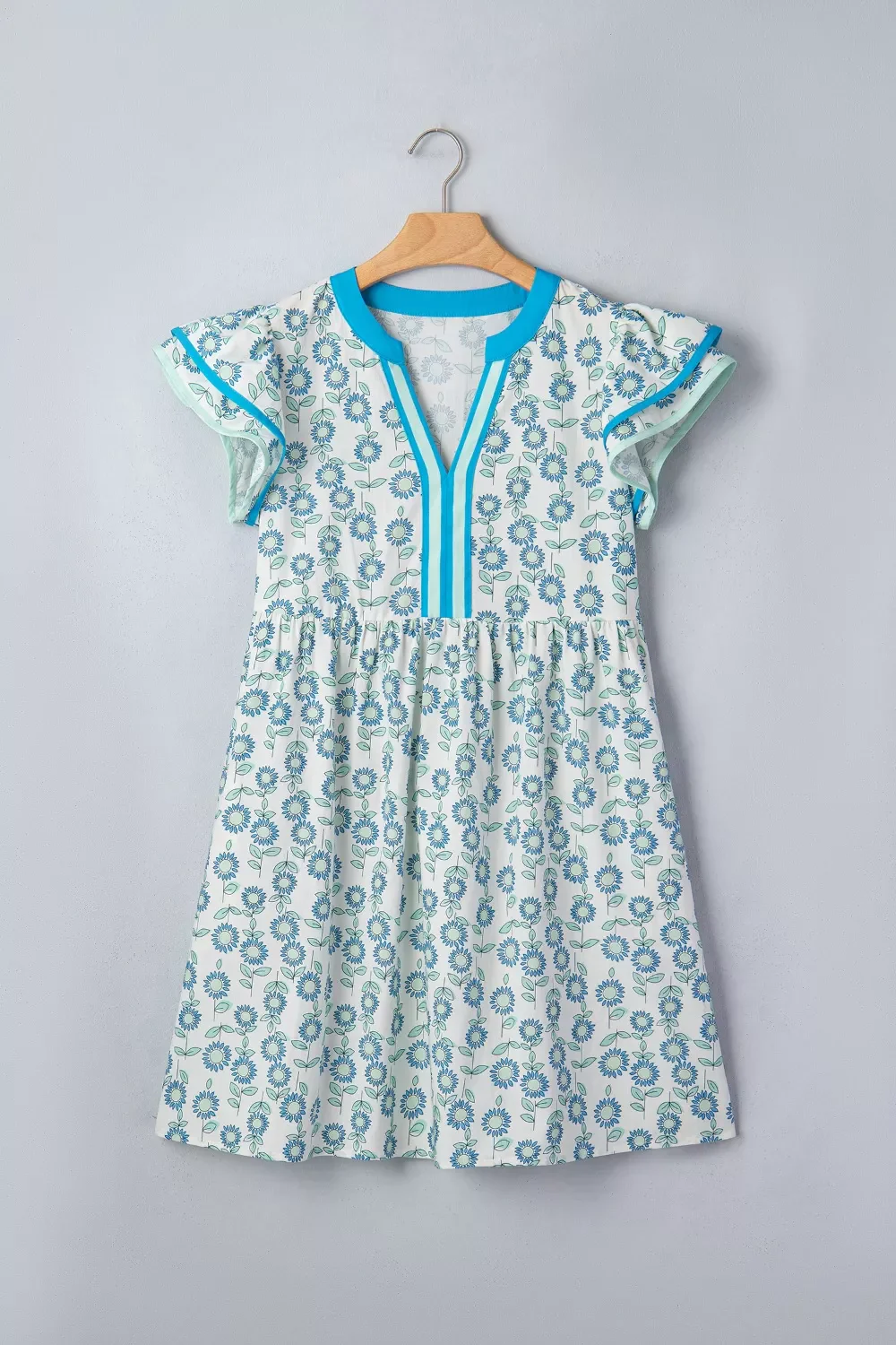 Printed Notched Cap Sleeve Dress - Image 7
