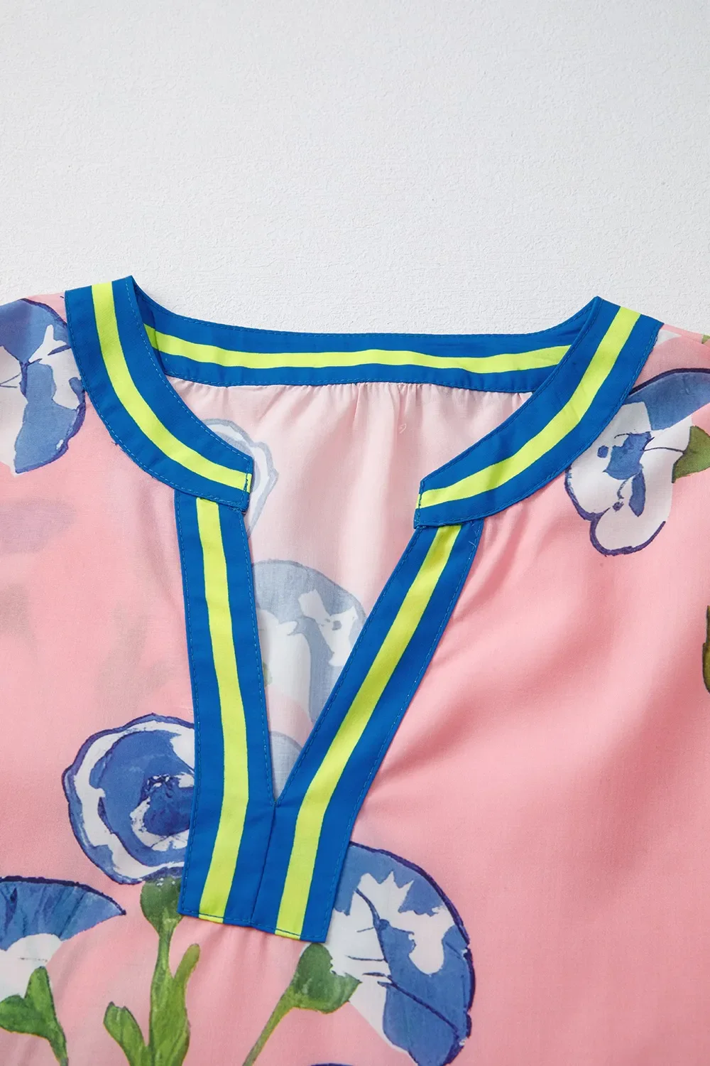 Printed Notched Puff Sleeve Blouse - Image 4