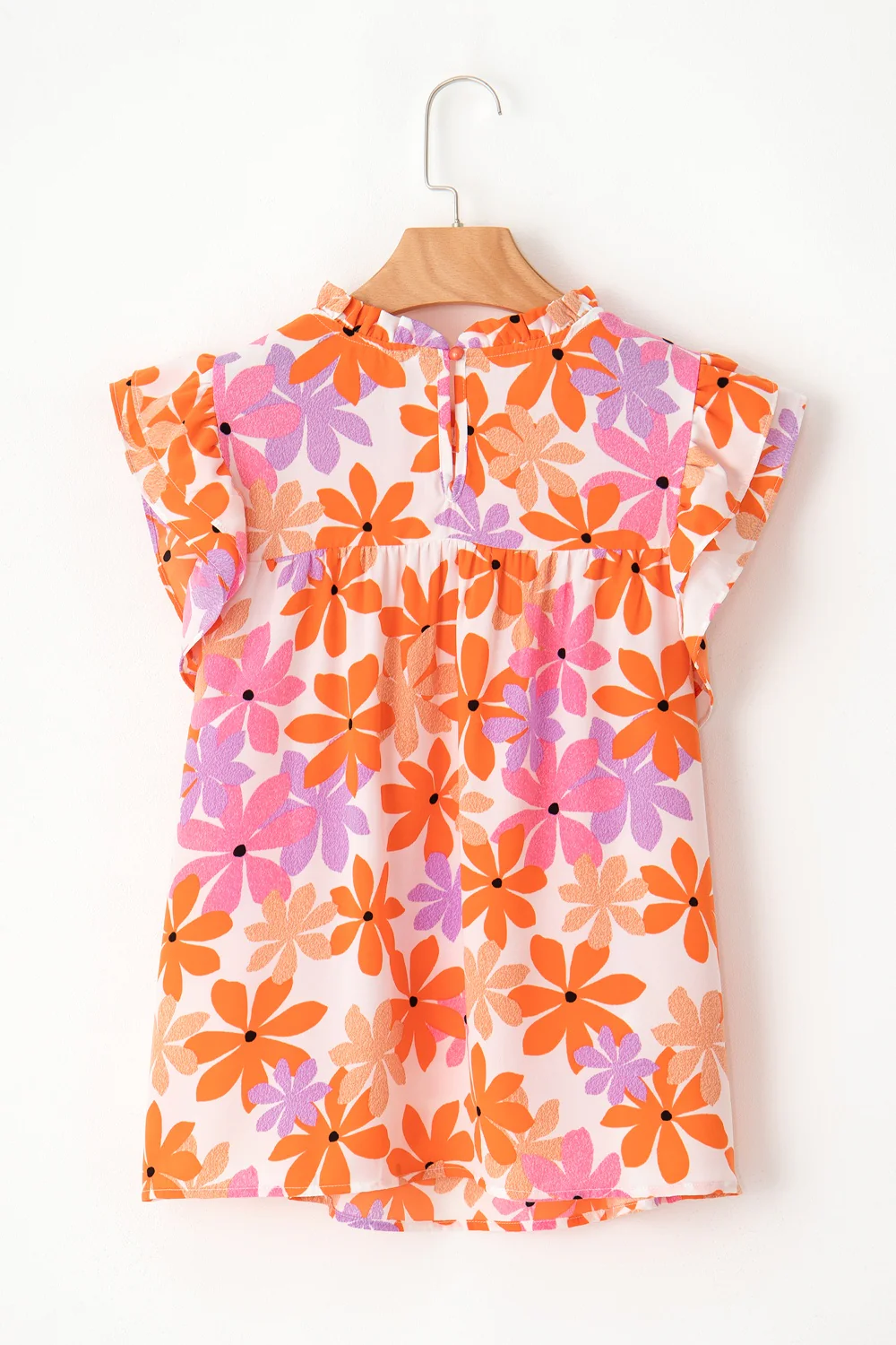 Printed Round Neck Cap Sleeve Blouse - Image 7