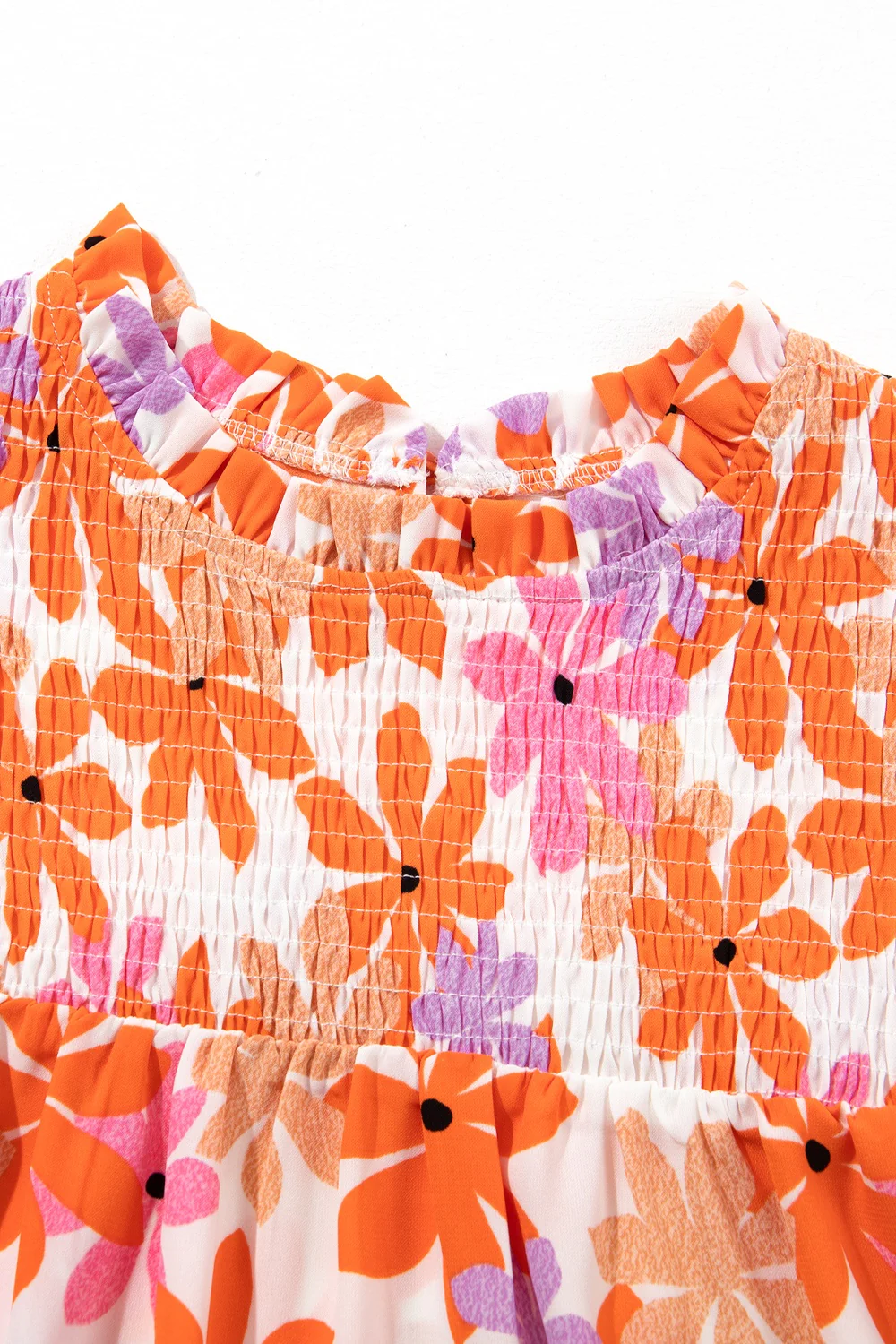 Printed Round Neck Cap Sleeve Blouse - Image 8
