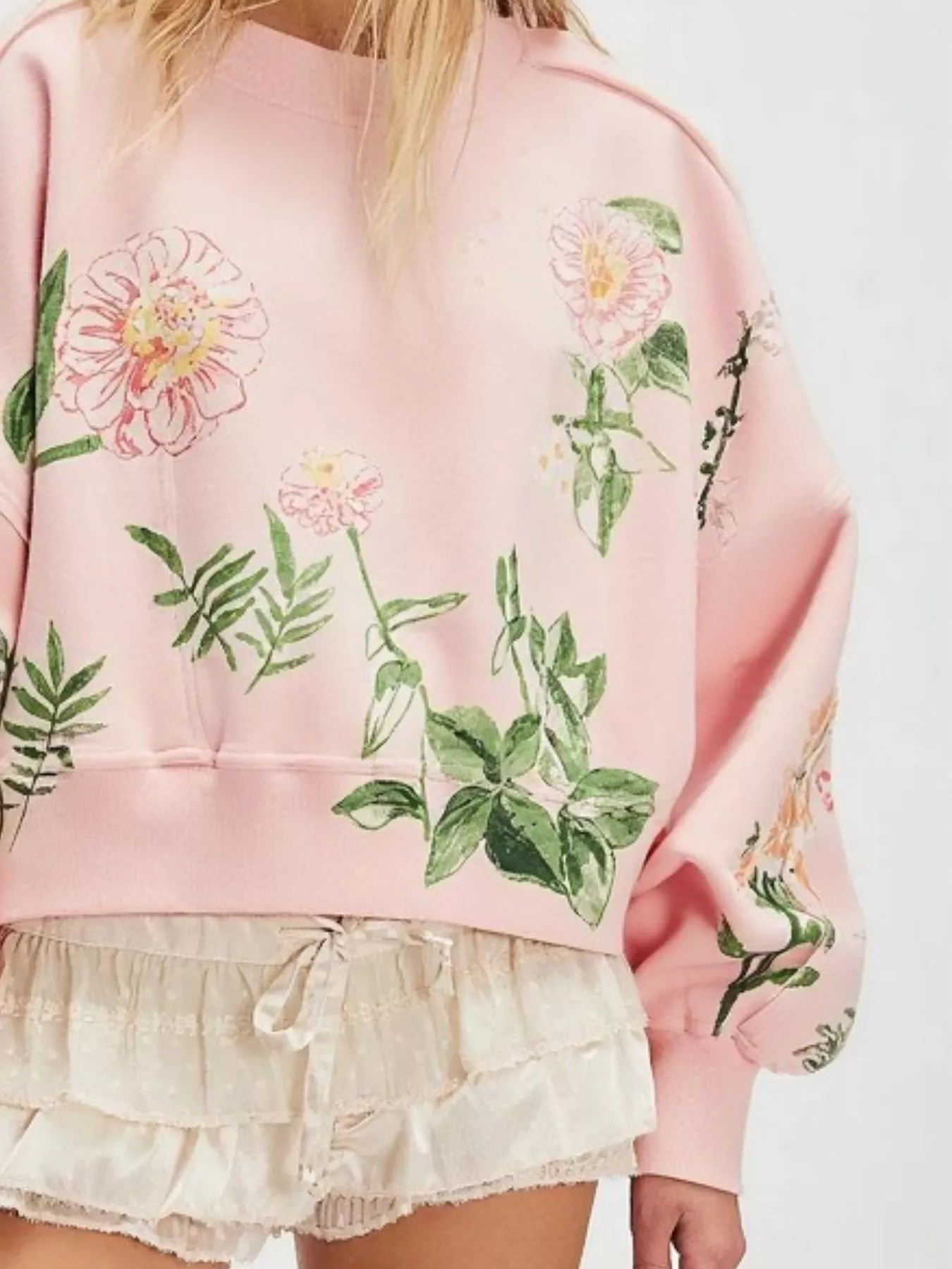 Printed Round Neck Dropped Shoulder Sweatshirt - Image 21