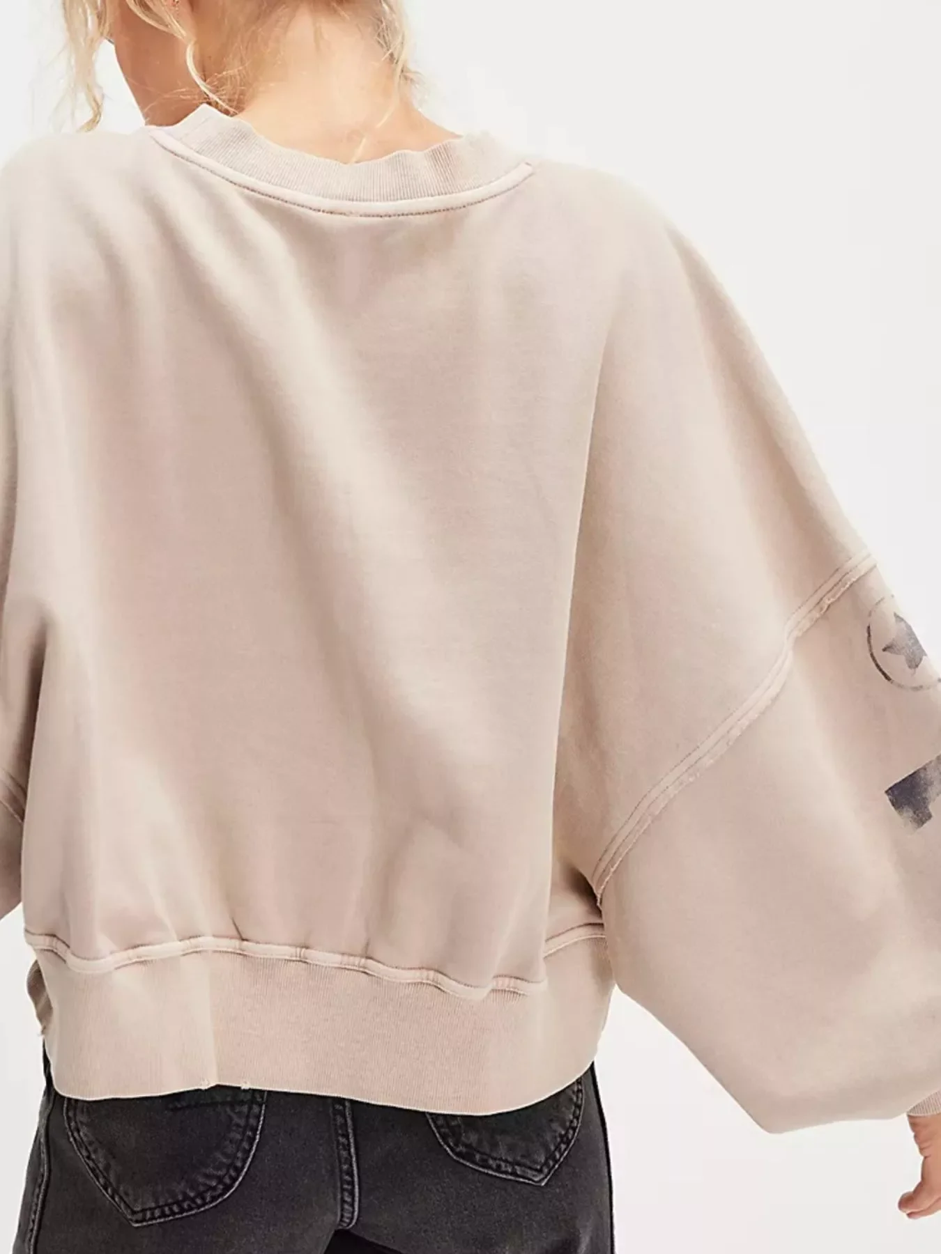 Printed Round Neck Dropped Shoulder Sweatshirt - Image 8
