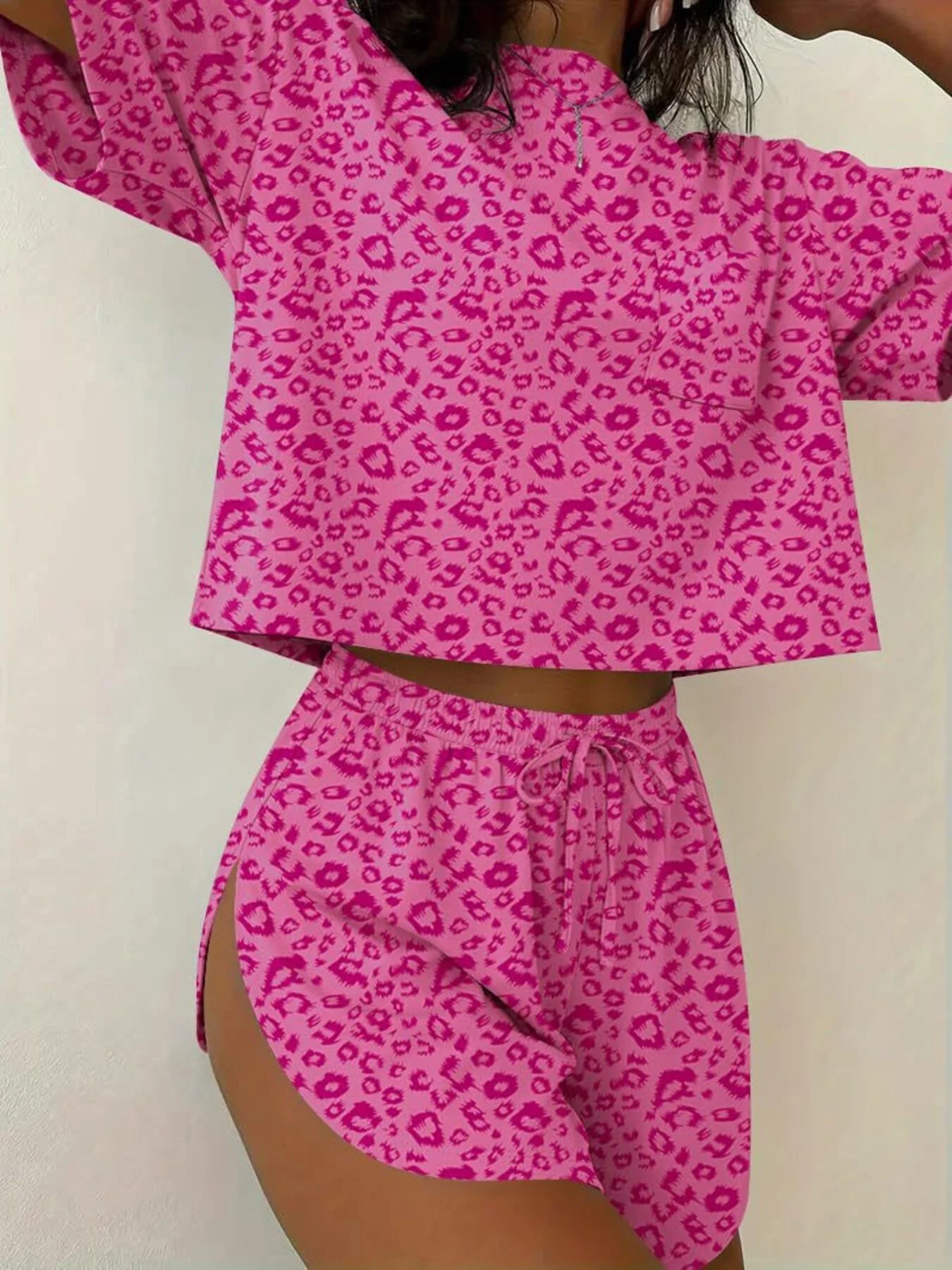 Printed Round Neck Tee and Shorts Set - Image 5