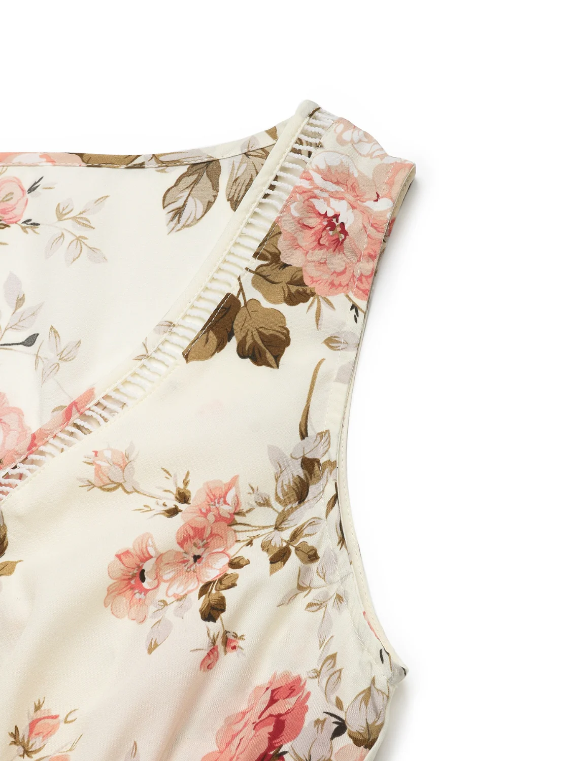 Printed Ruffled Hem V-Neck Sleeveless Dress - Image 8