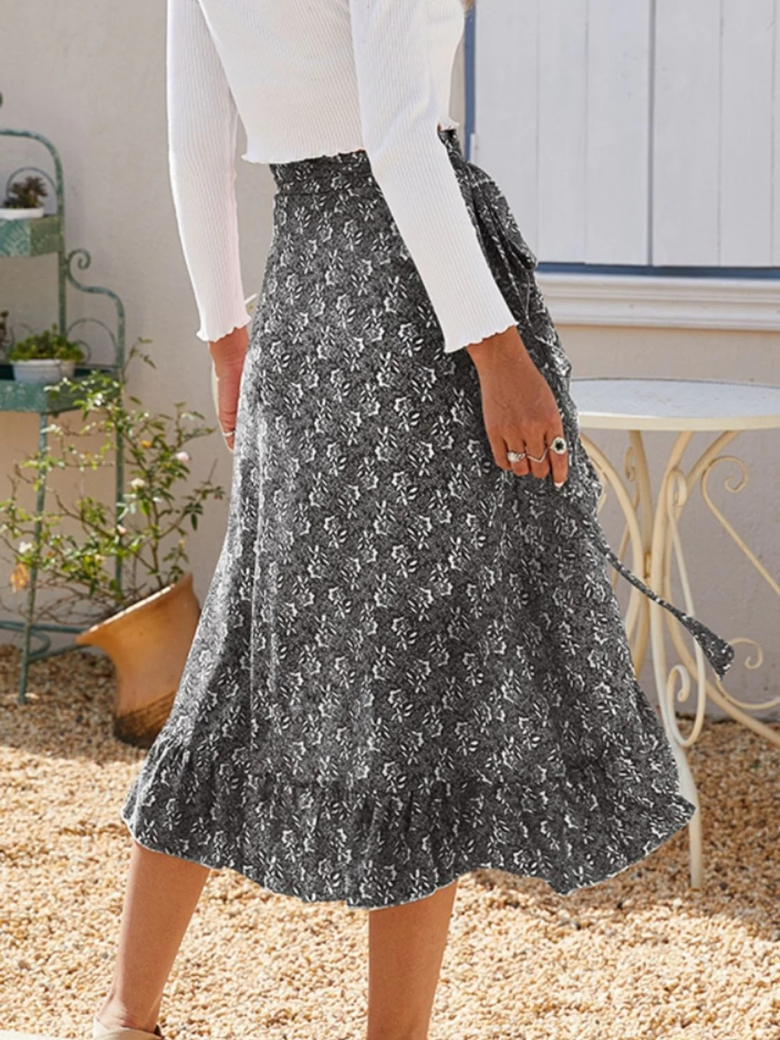 Printed Ruffled Midi Skirt - Image 21