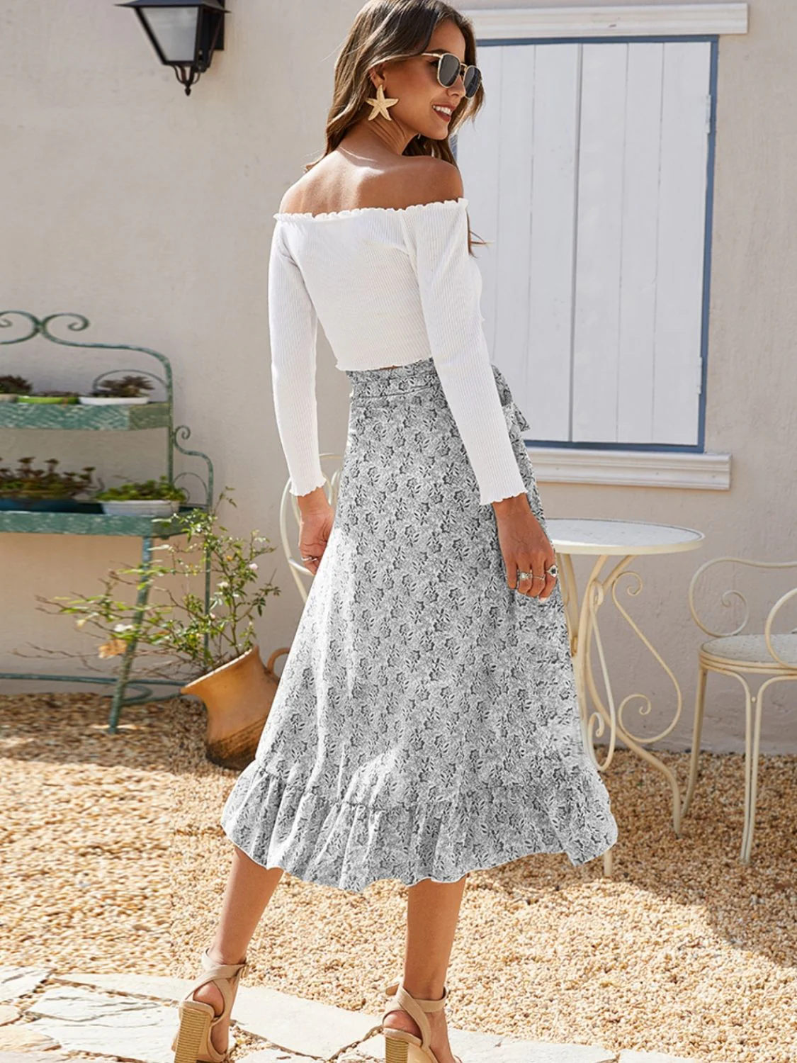 Printed Ruffled Midi Skirt - Image 24
