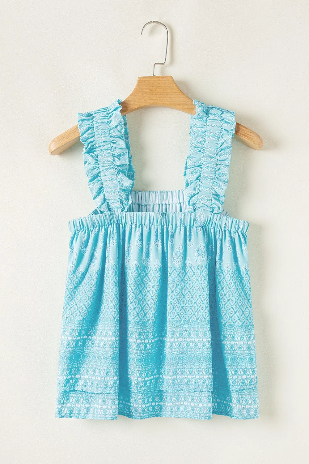 Printed Ruffled Wide Straps Tank - Image 6
