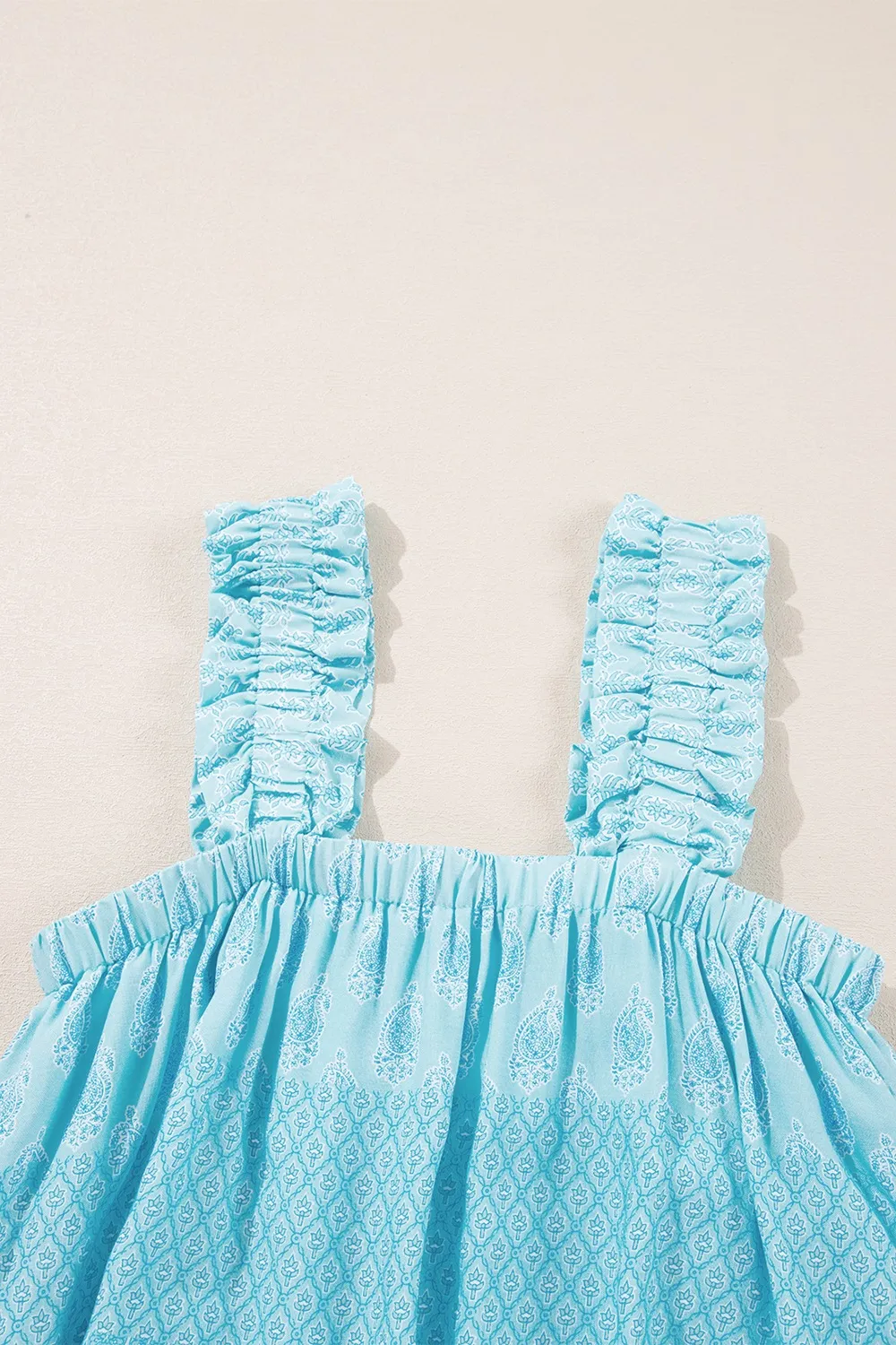 Printed Ruffled Wide Straps Tank - Image 8