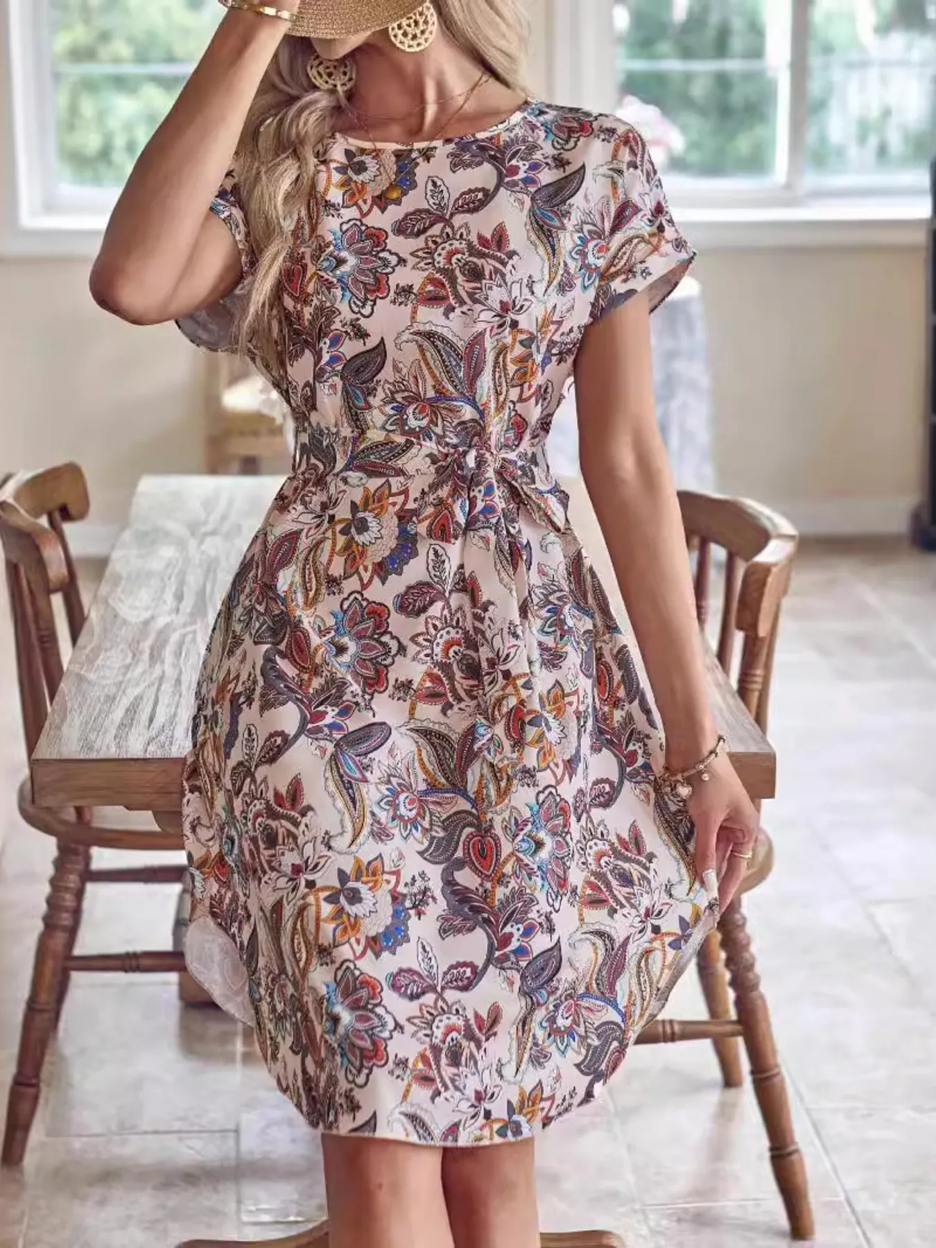 Printed Short Sleeve Casual Dress - Image 5