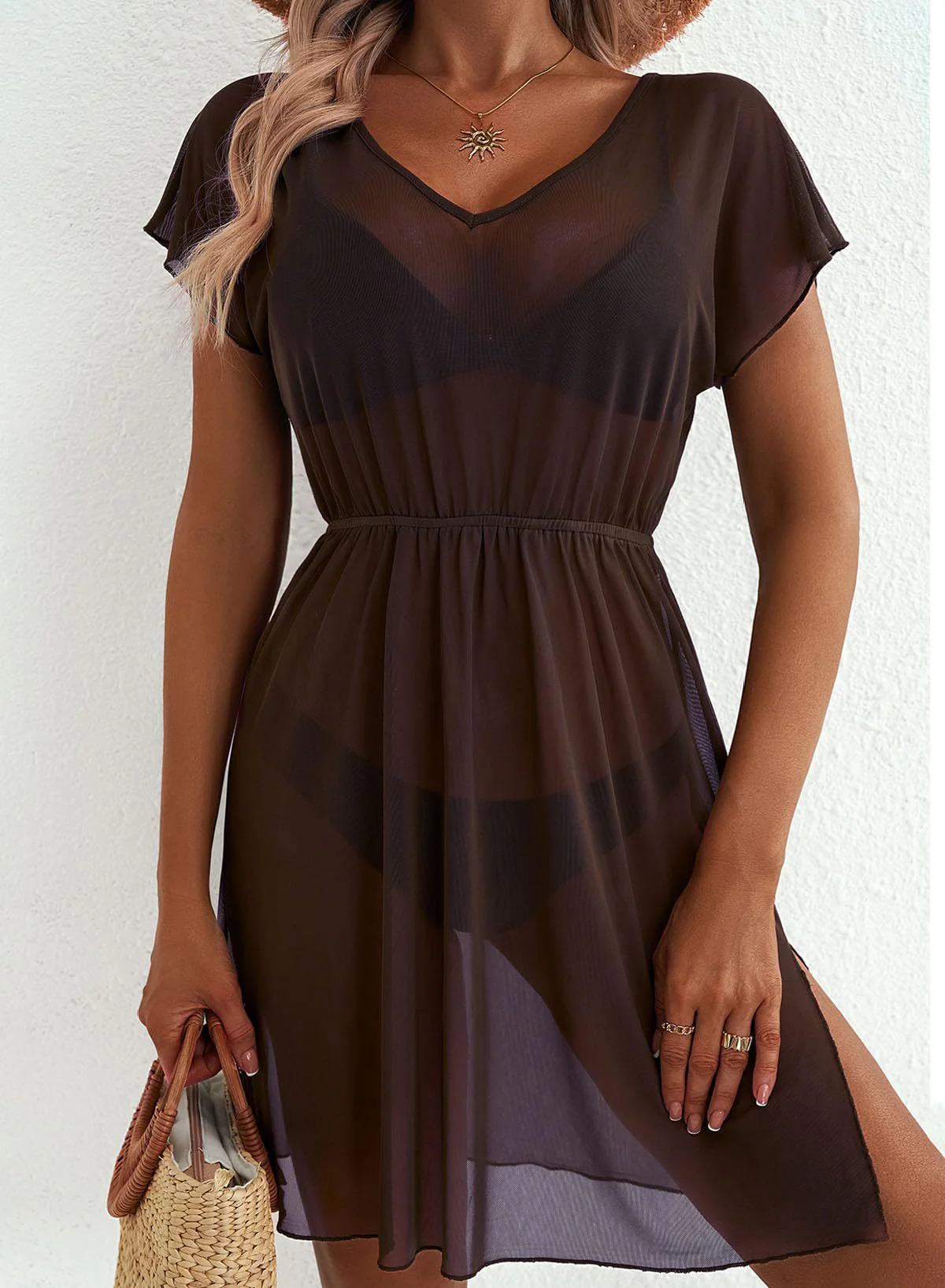 Printed Short Sleeve Mini Dress - Image 29