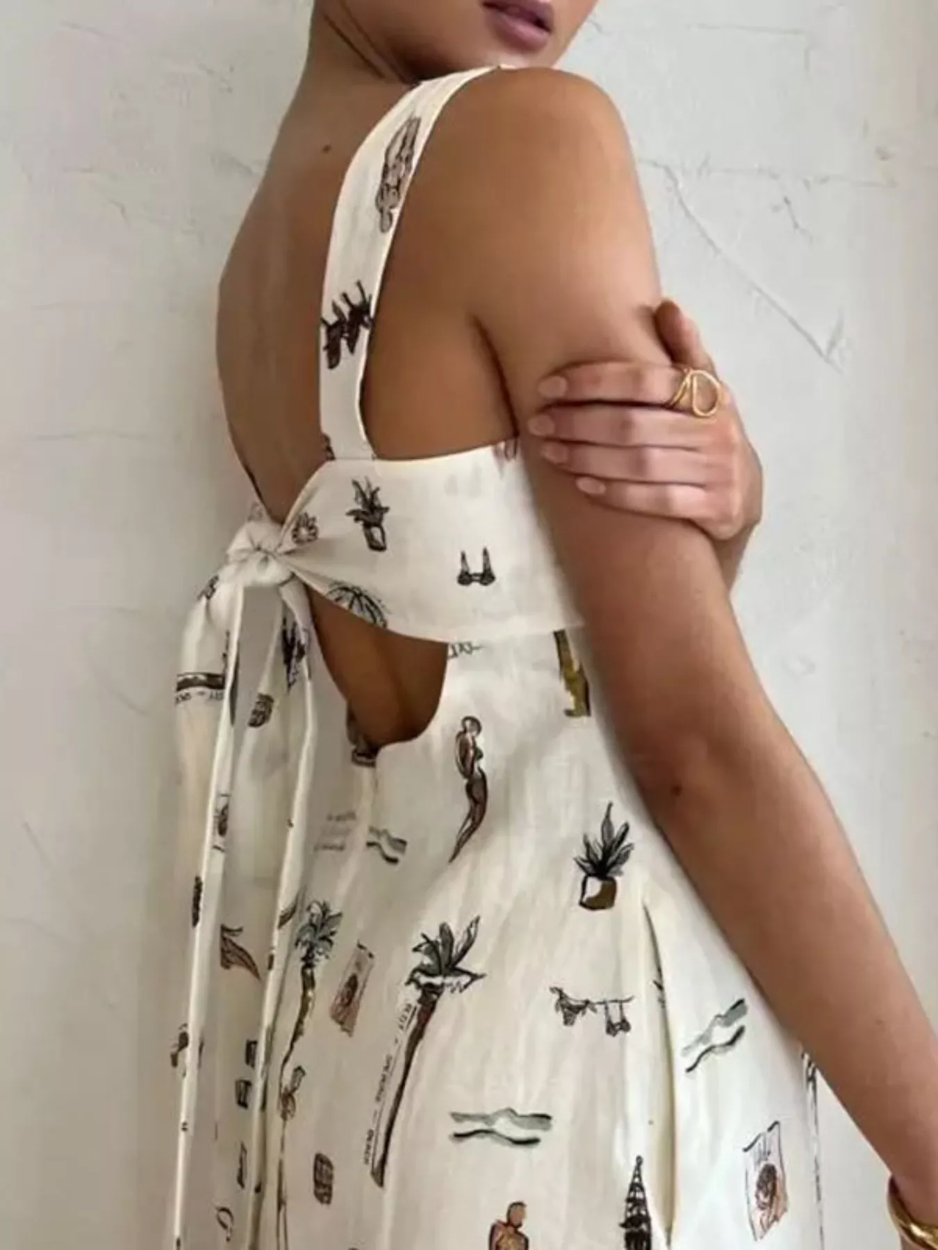 Printed Sleeveless Maxi Dress with Pockets - Image 3