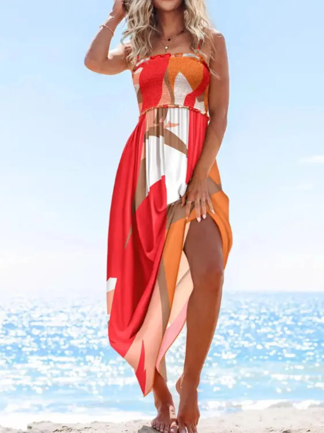 Printed Smocked Maxi Cami Dress - Image 6