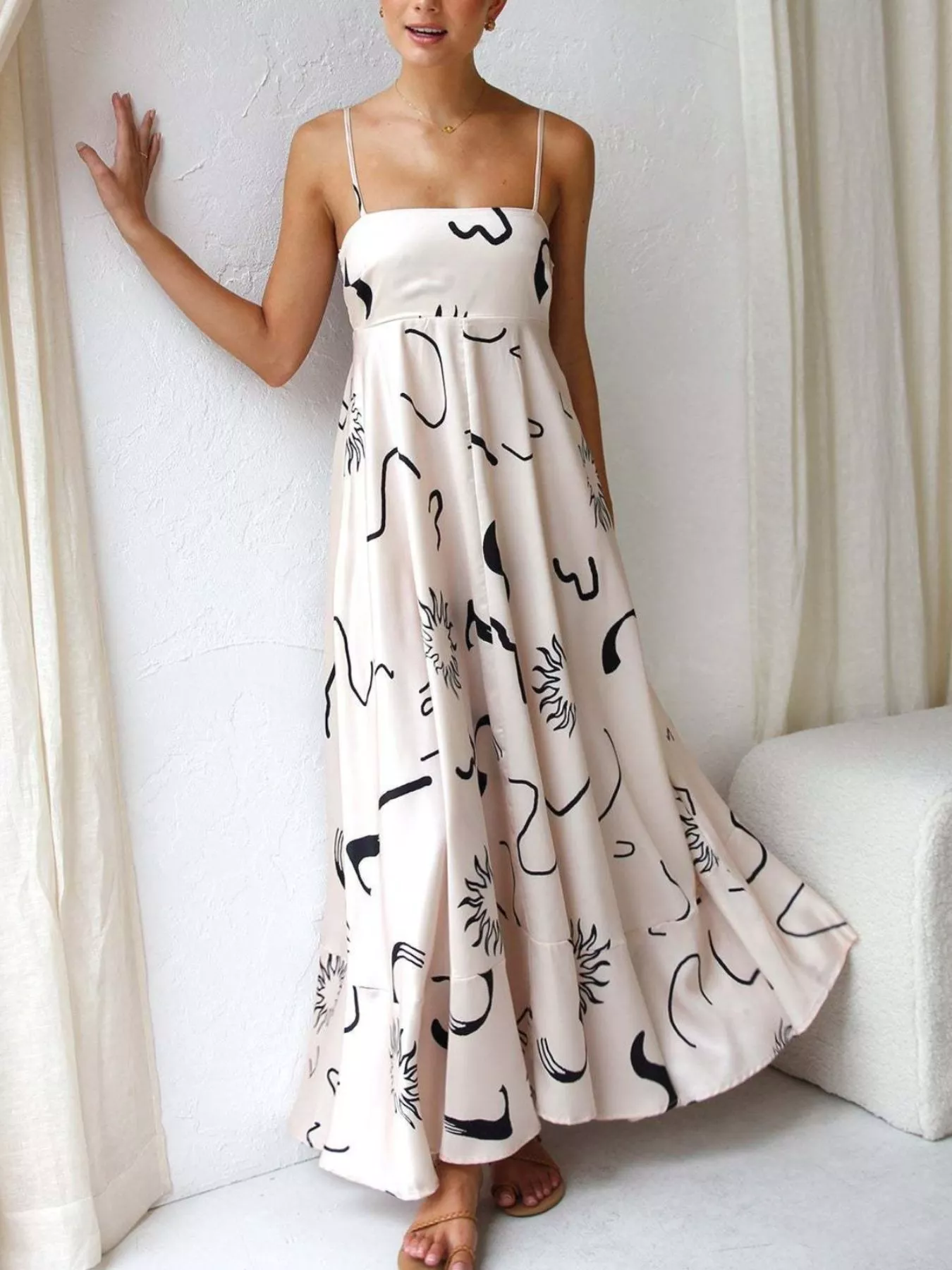 Printed Spaghetti Strap Maxi Dress - Image 12