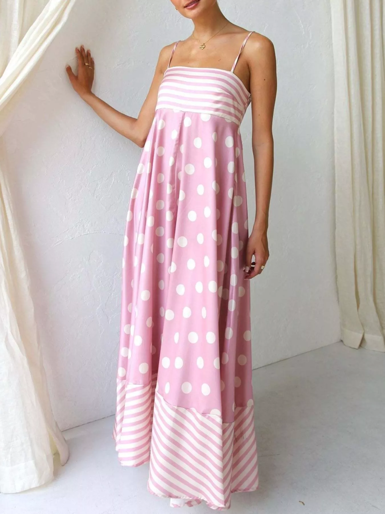 Printed Spaghetti Strap Maxi Dress - Image 22
