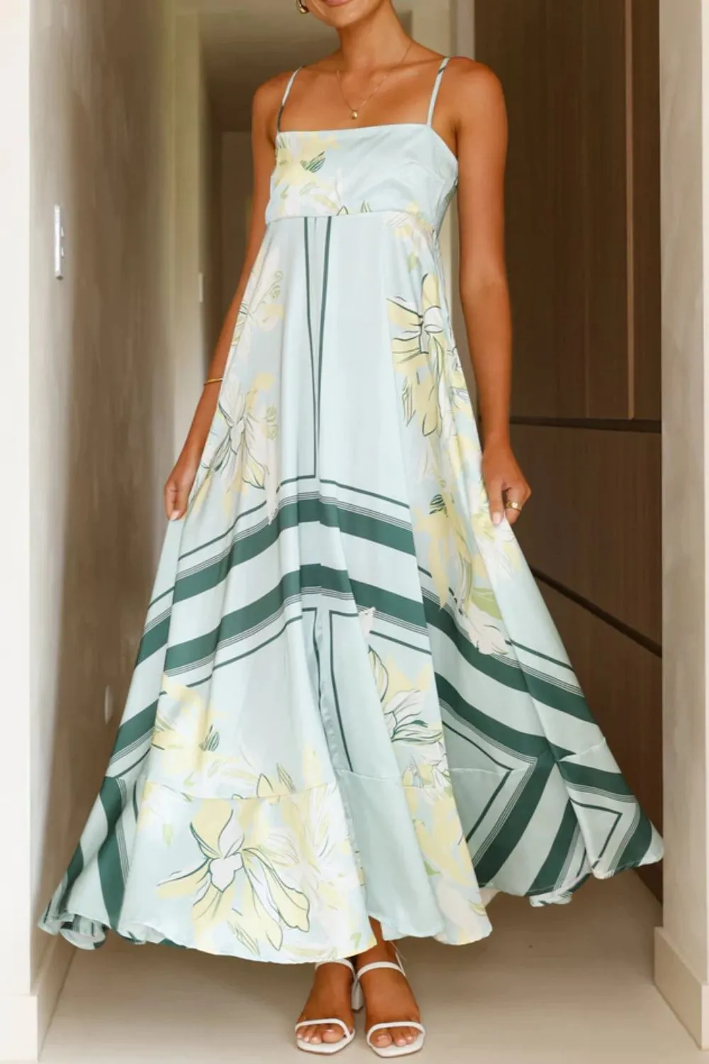 Printed Square Neck Cami Maxi Dress - Image 14