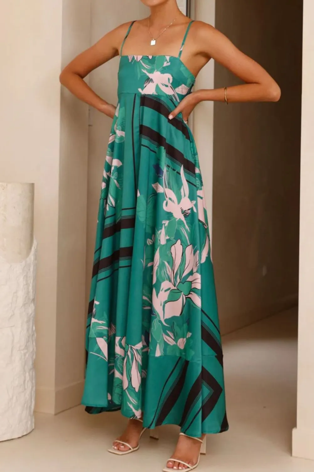 Printed Square Neck Cami Maxi Dress - Image 31