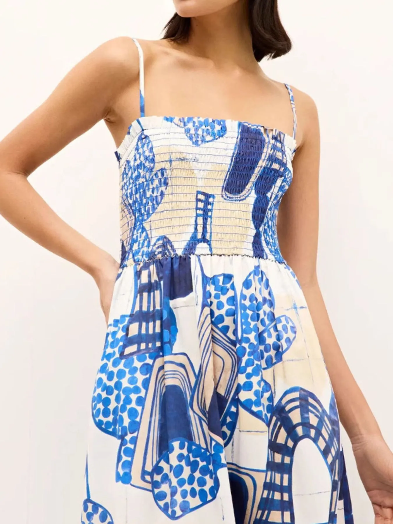 Printed Square Neck Cami Midi Dress - Image 6