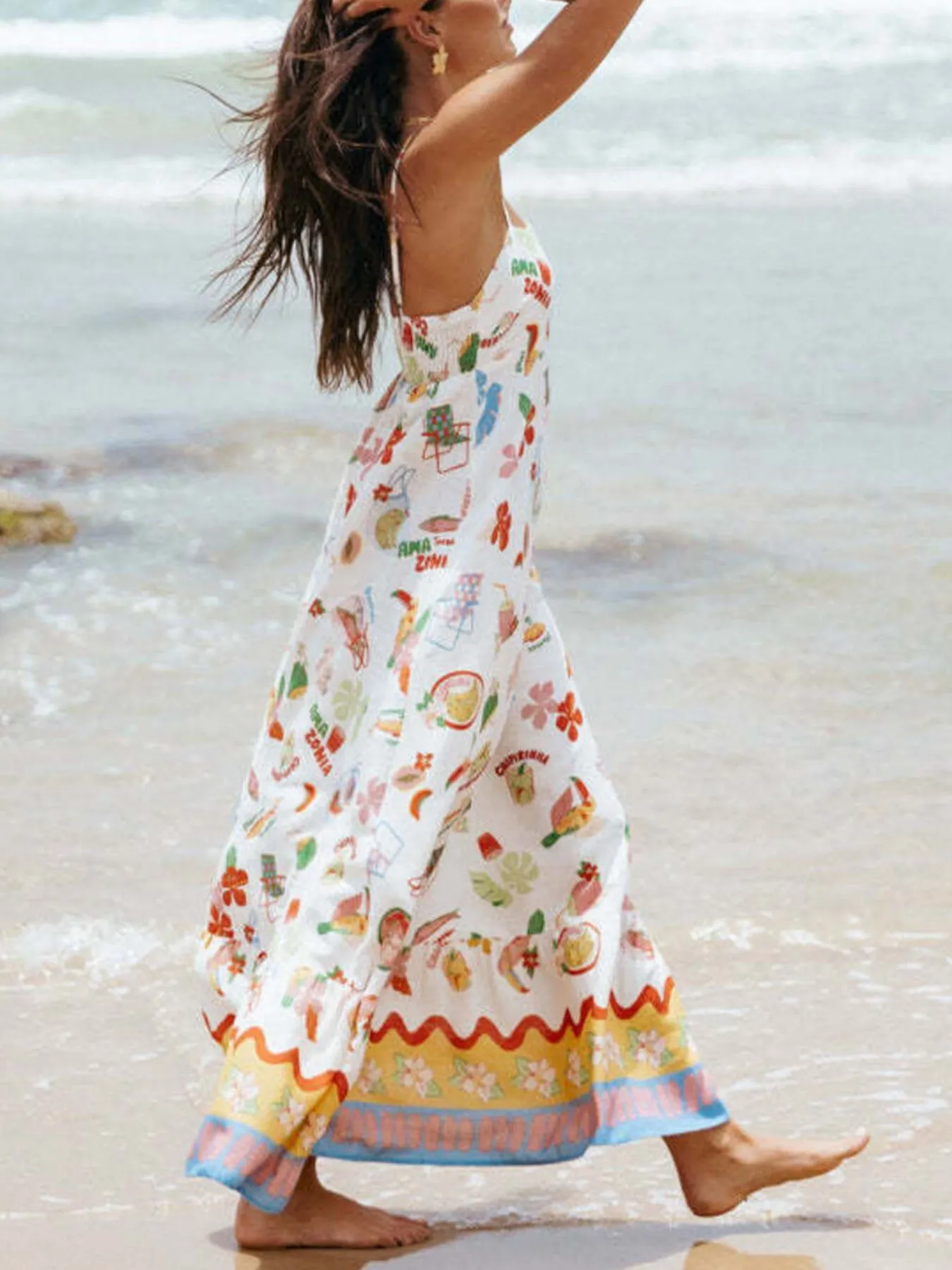 Printed Square Neck Maxi Cami Dress - Image 7