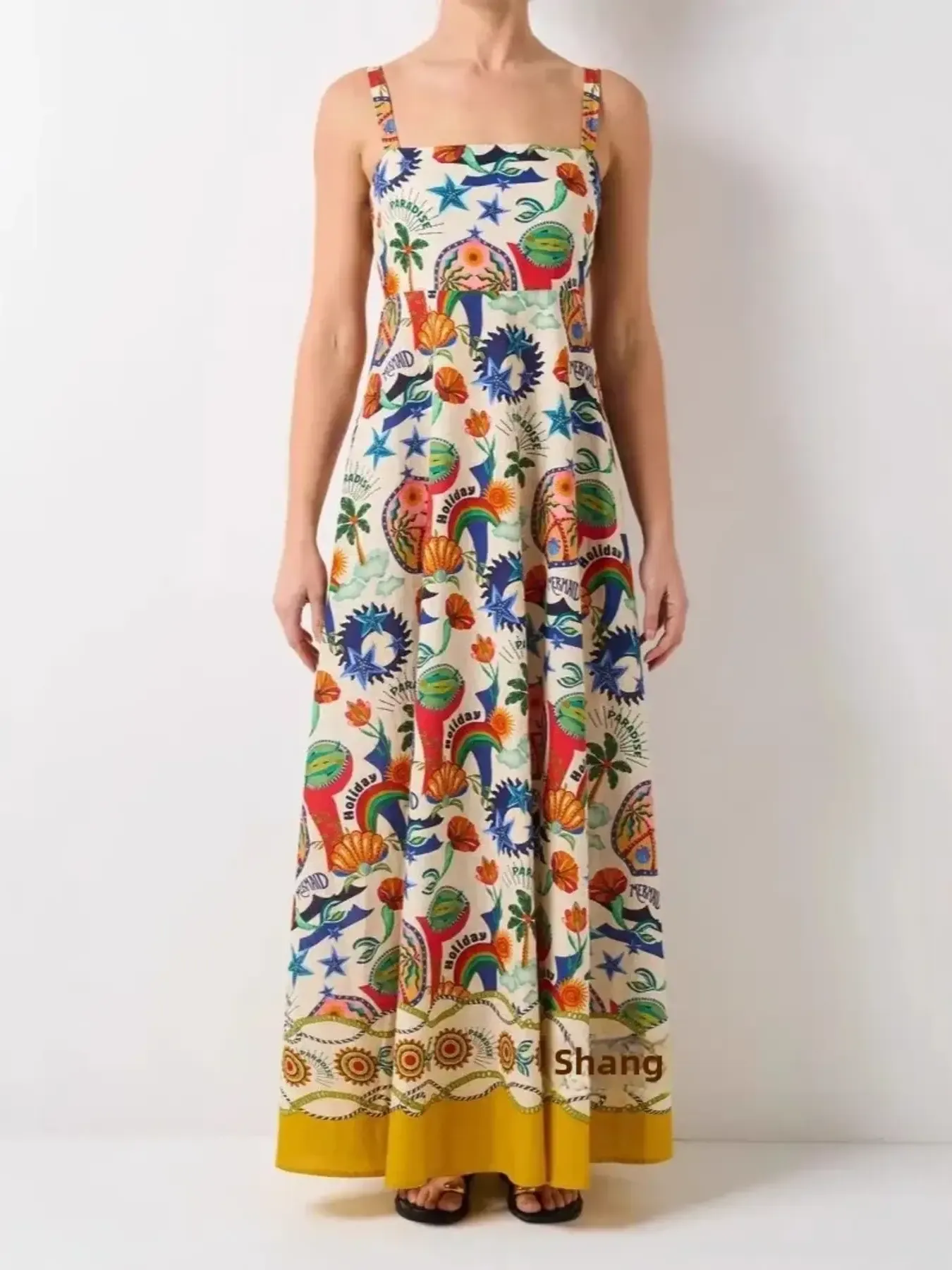 Printed Square Neck Maxi Cami Dress - Image 4
