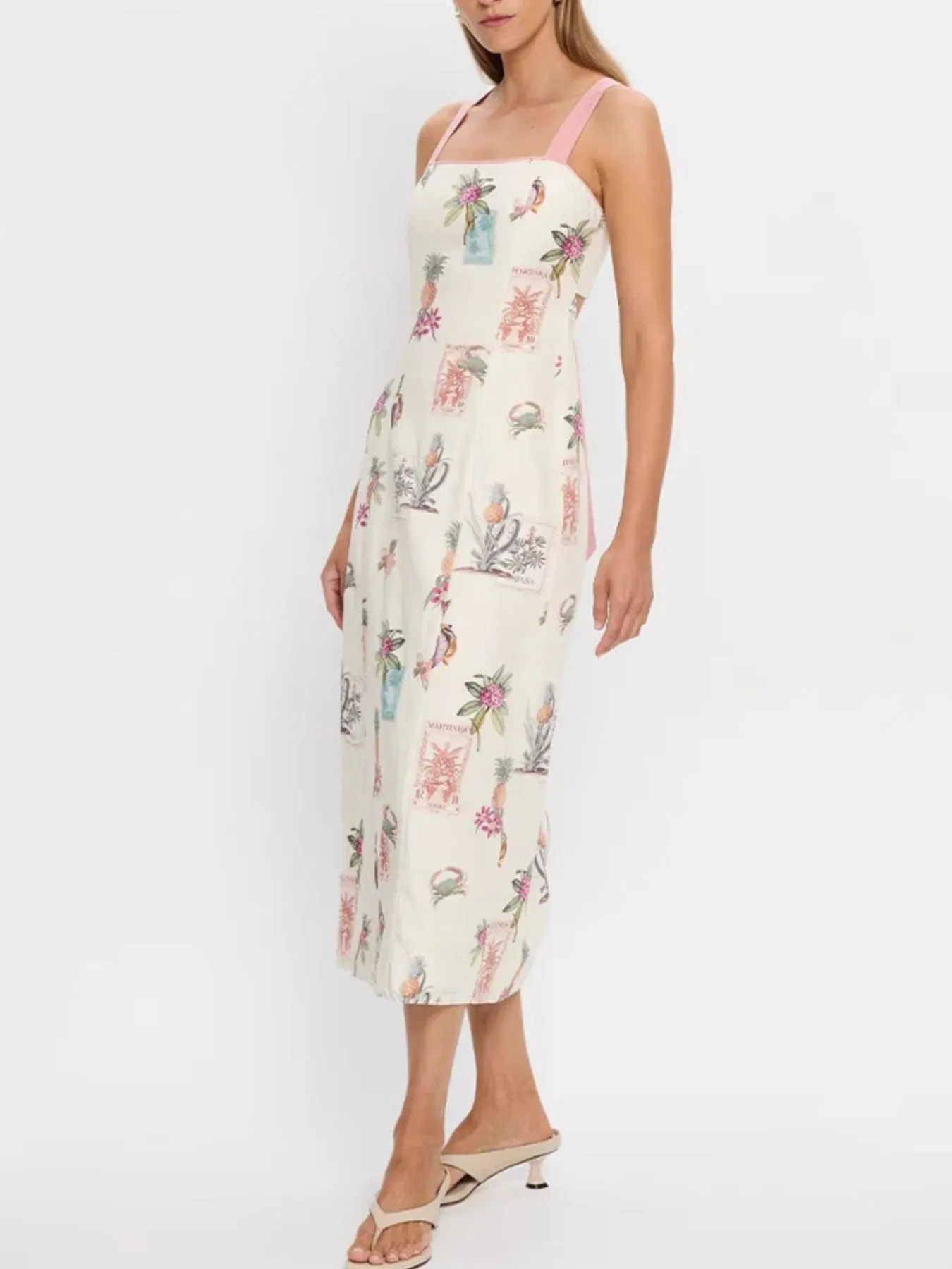 Printed Square Neck Midi Cami Dress - Image 2