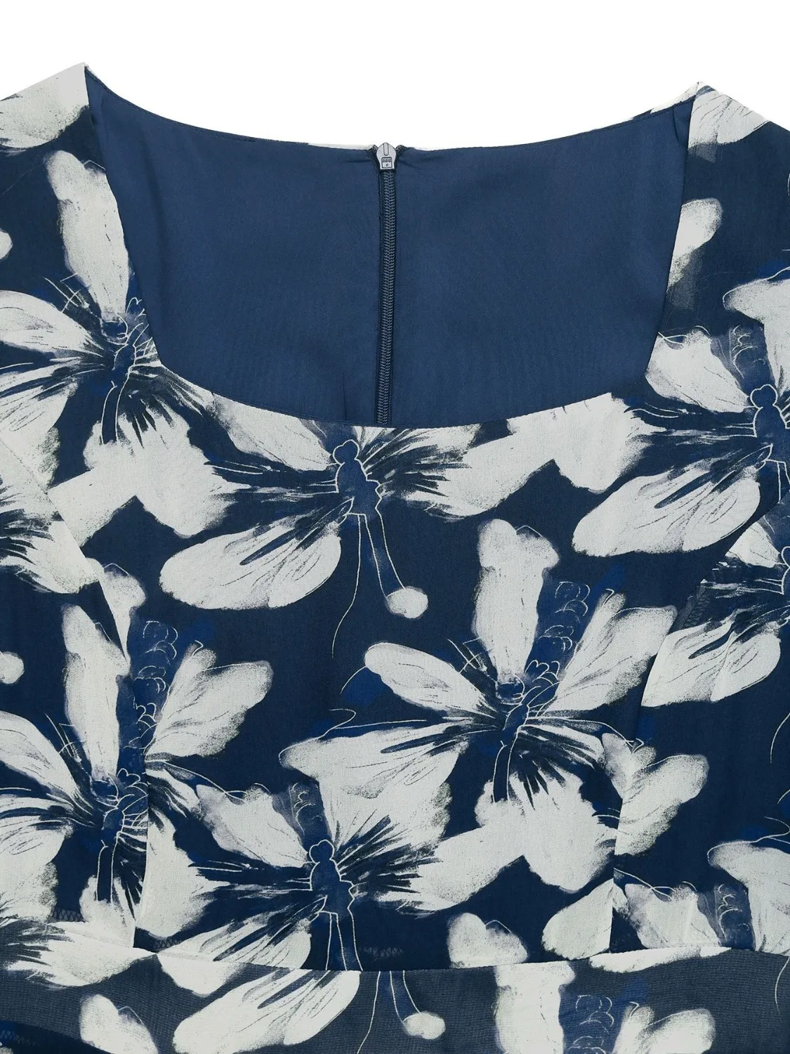 Printed Square Neck Midi Dress - Image 7