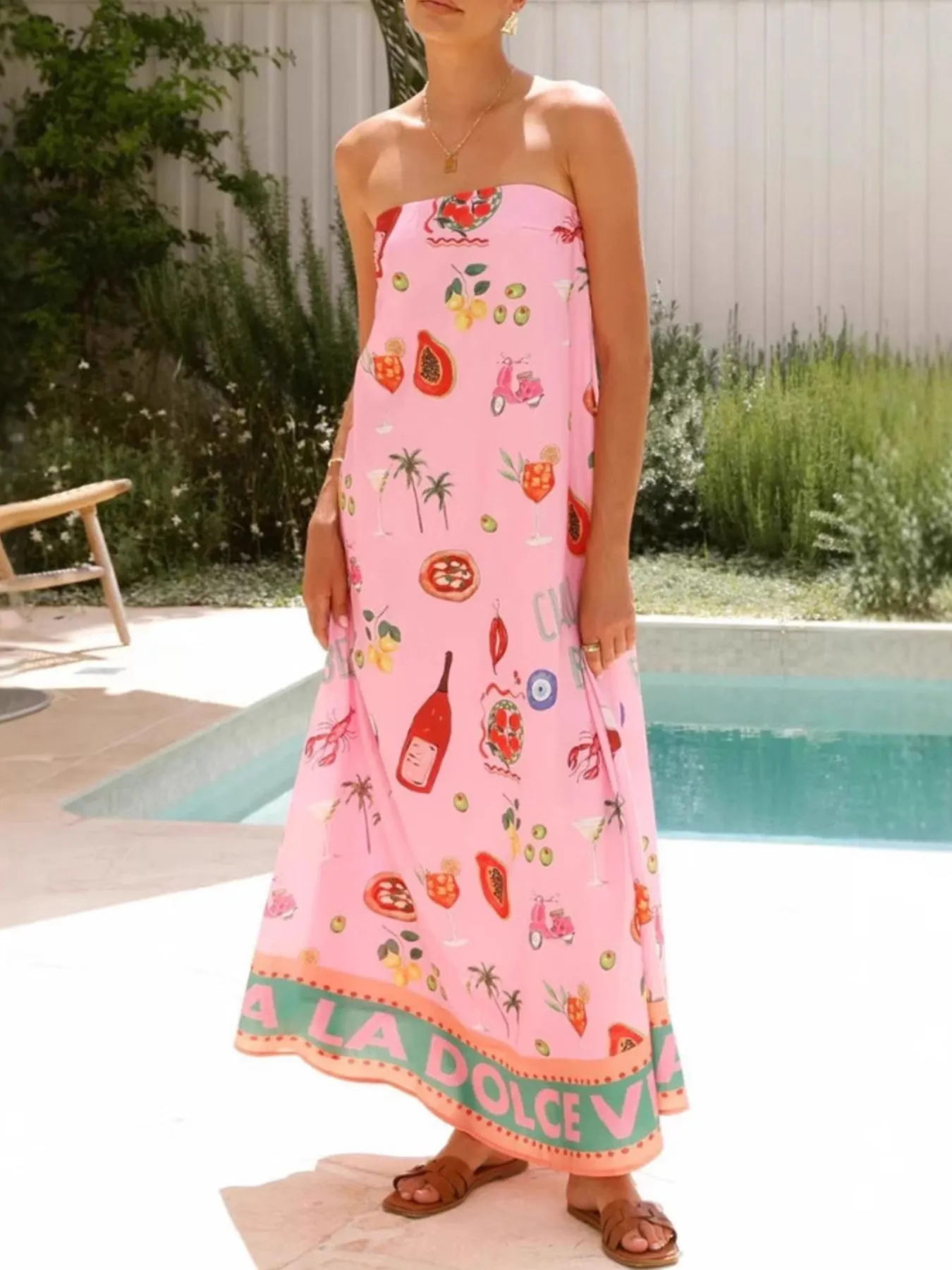 Printed Strapless Summer Maxi Dress - Image 2