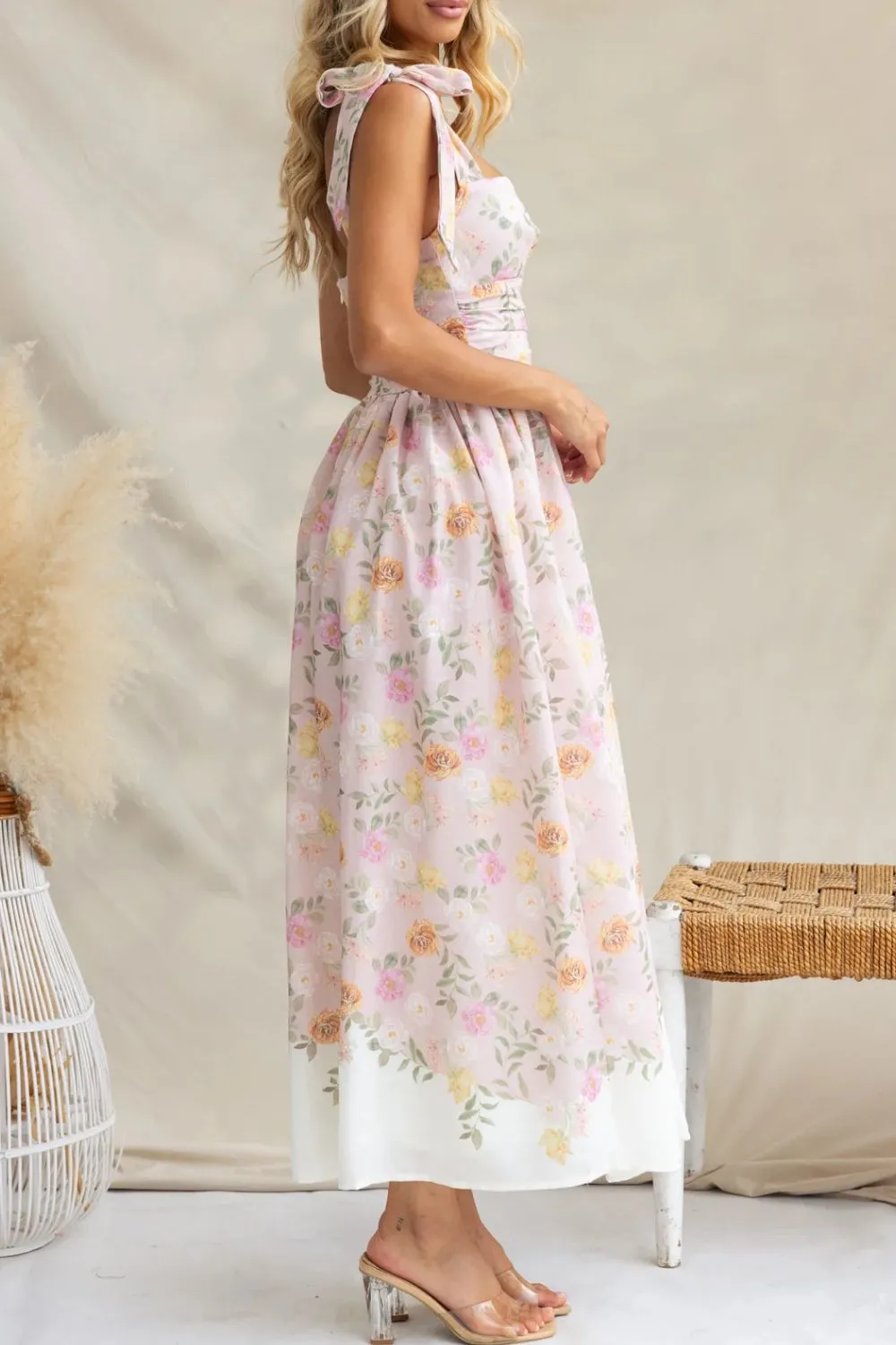 Printed Tie Shoulder Midi Cami Dress - Image 3