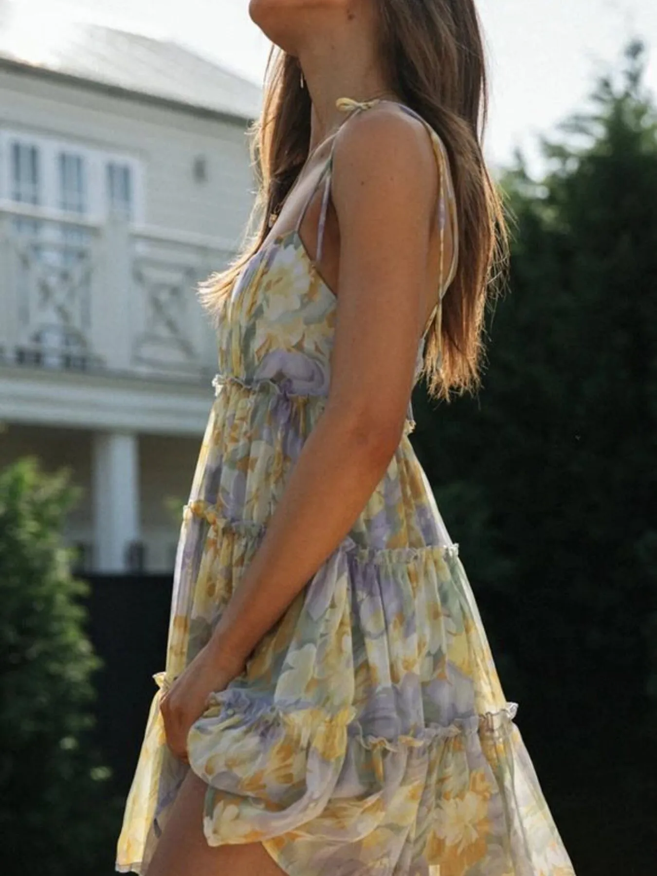 Printed Tie-Strap Tiered Mini Dress - Image 16