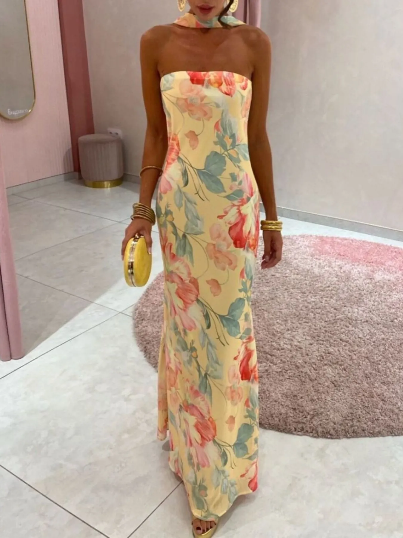 Printed Tube Maxi Dress - Image 23