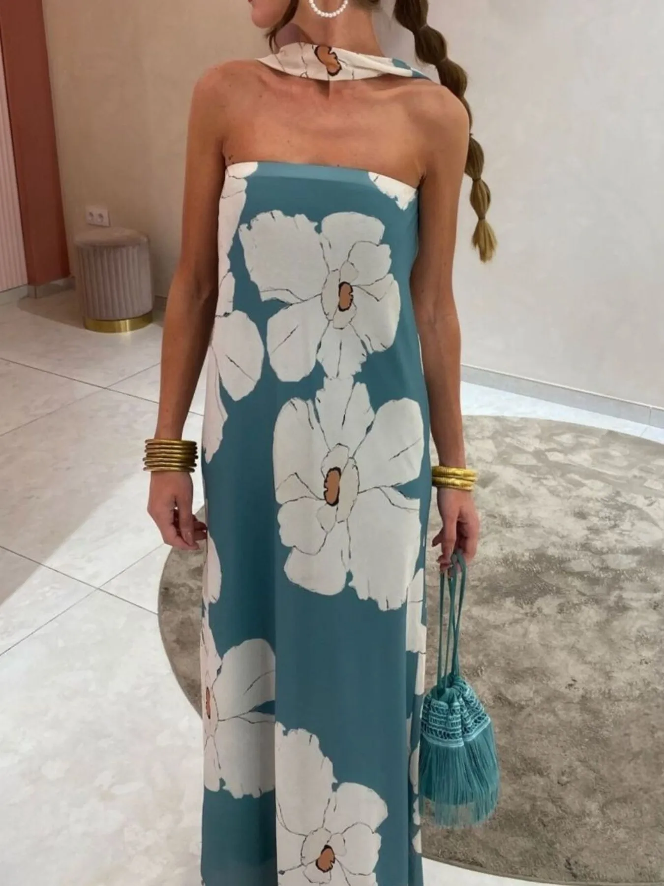 Printed Tube Maxi Dress - Image 6